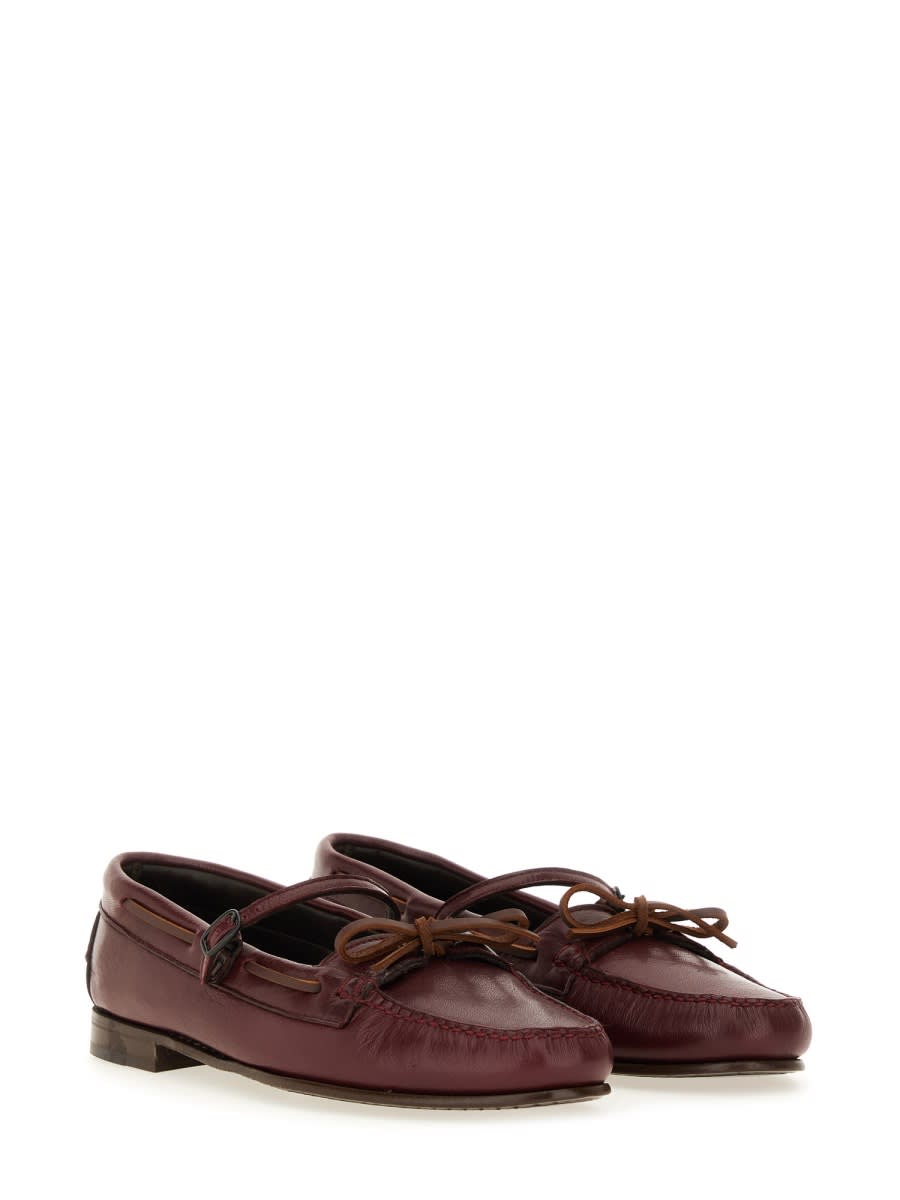 Hereu Moccasin Mary Jane Lorea Supple Shiny In Burgundy