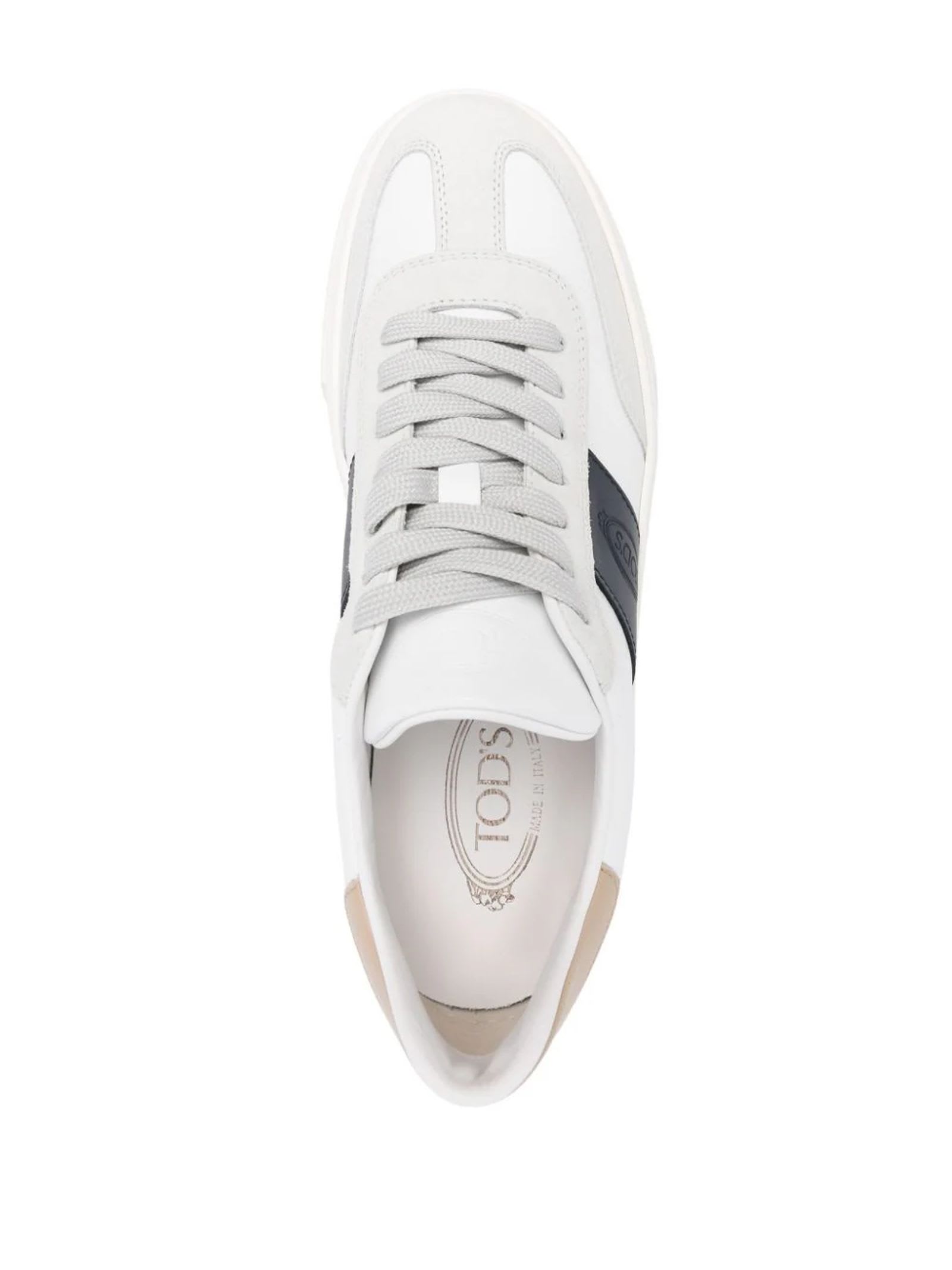 Shop Tod's White Calfskin Leather Sneakers