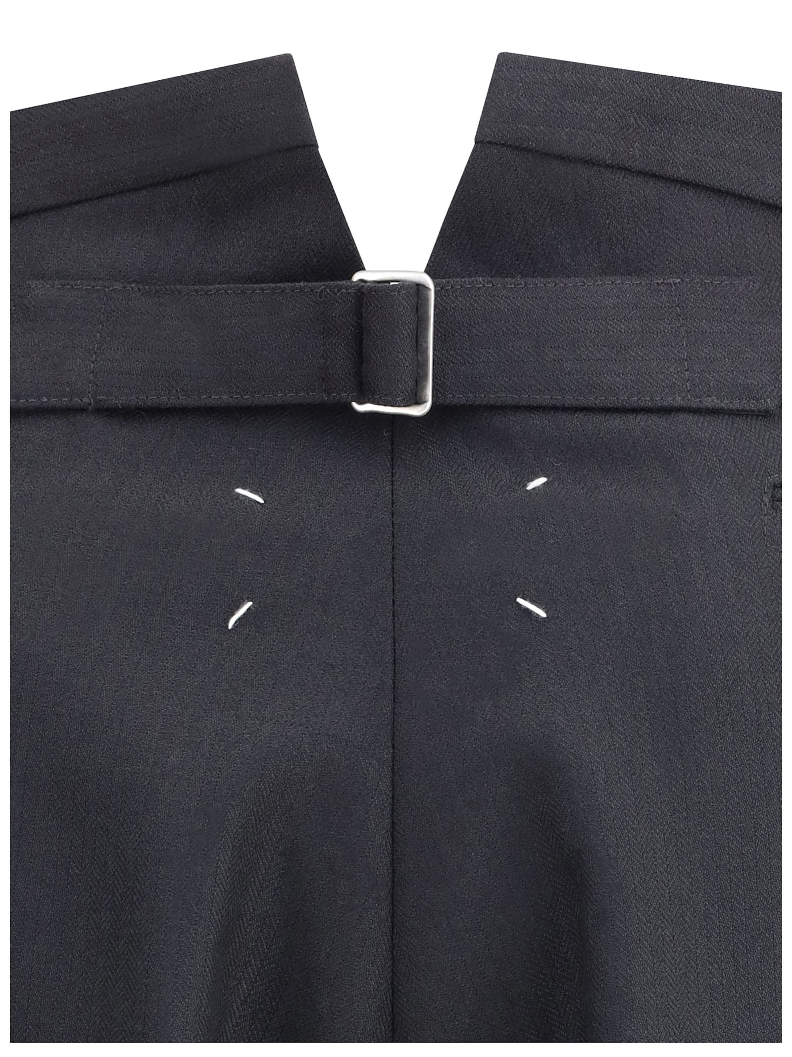 Maison Margiela Wool Pleated Pants In Blue
