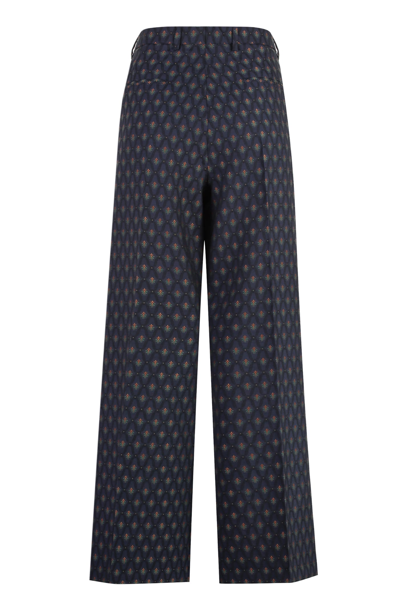 Shop Etro Jacquard Trousers In Blue