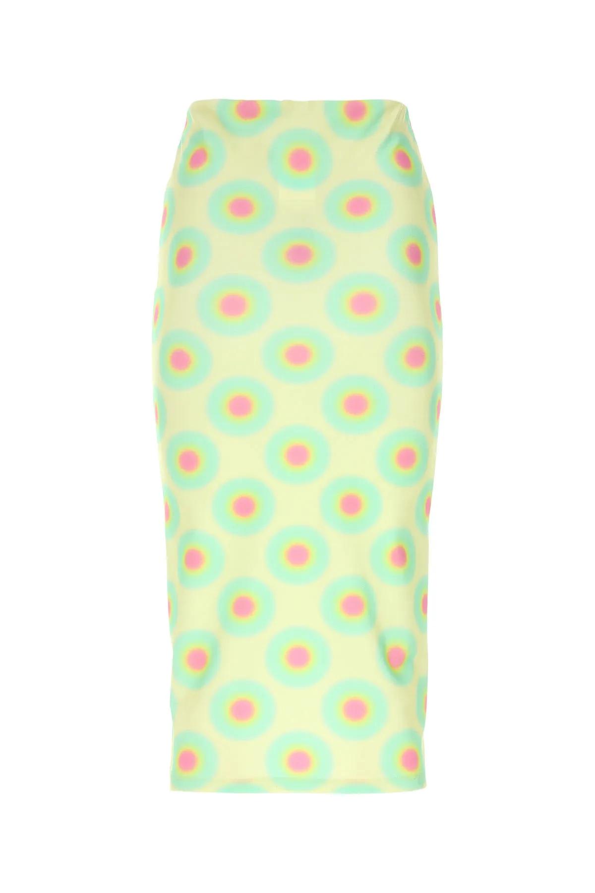 Shop Sportmax Printed Nylon Blend Gestro Skirt In Pastel Green