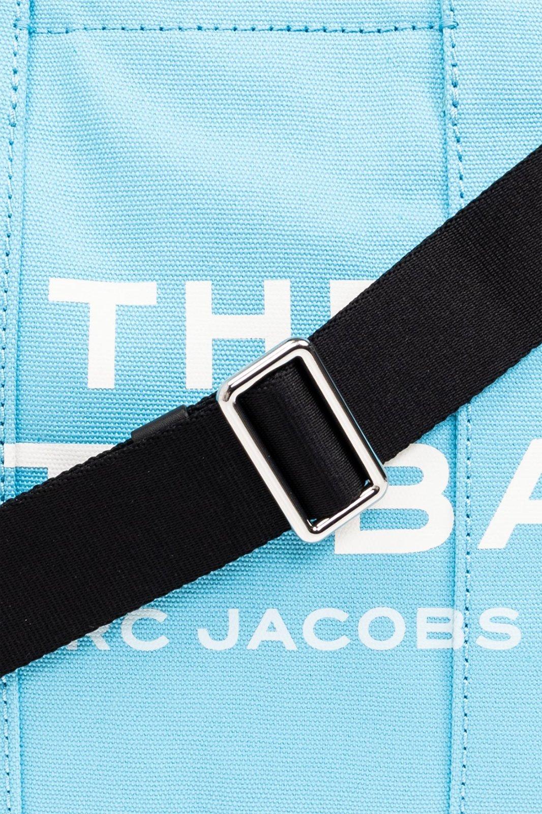 Shop Marc Jacobs Logo Printed Zipped Medium Tote Bag In Azzurro