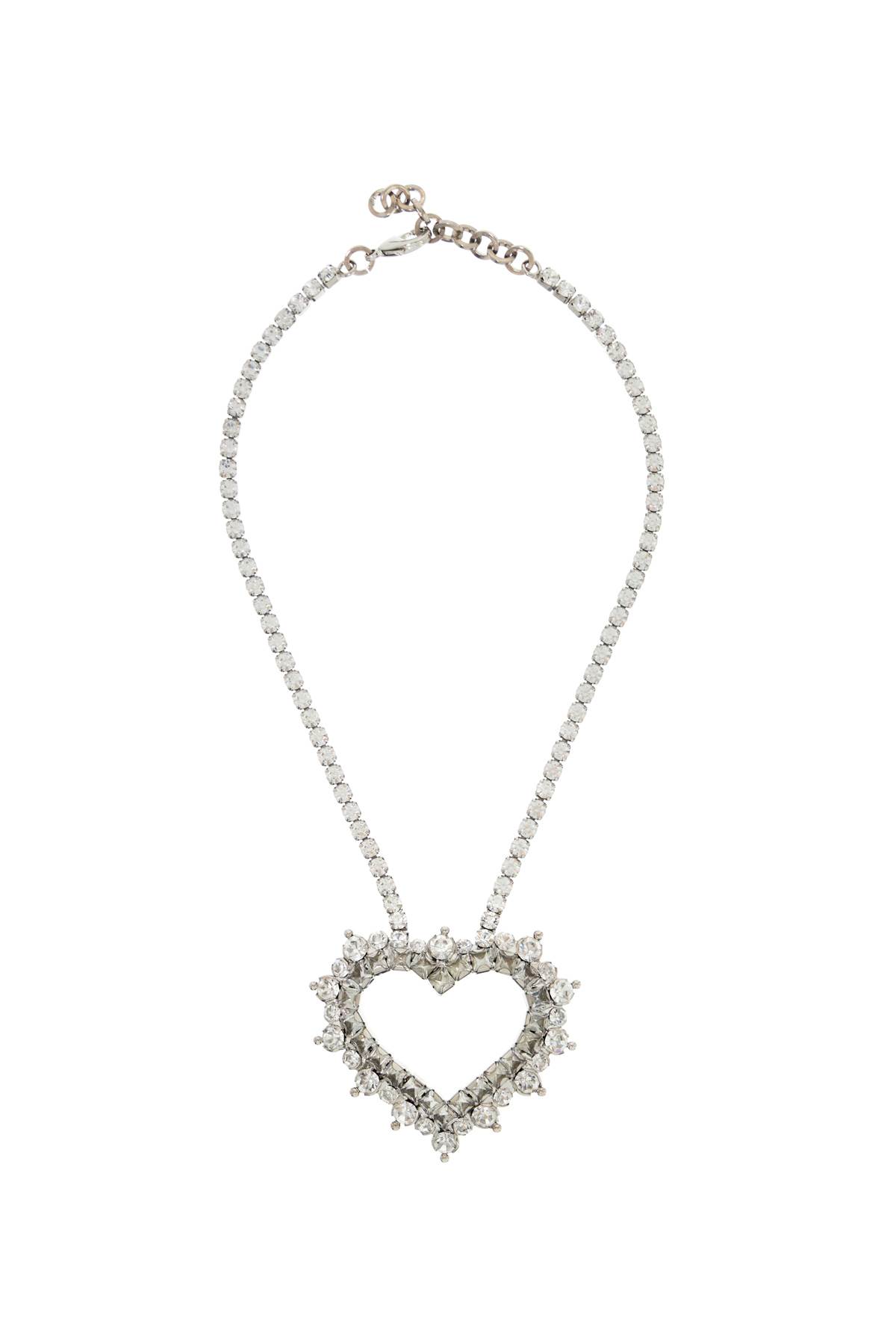 Shop Alessandra Rich Necklace With Heart Pendant In Cry-silver (silver)