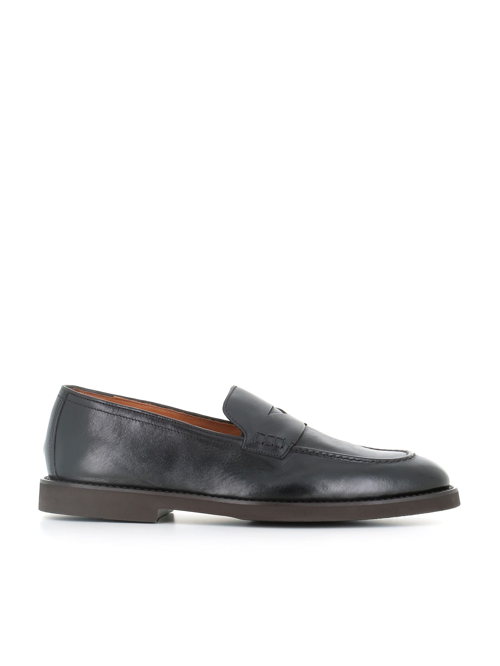 Doucal's Penny Loafer With Smooth Leather Finish In Black