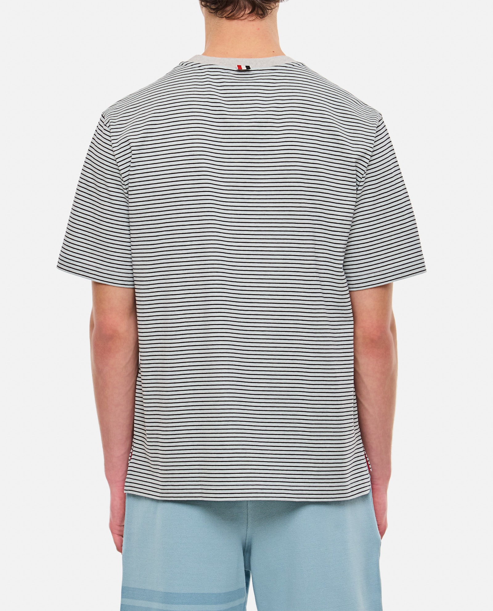 Shop Thom Browne Oversized Cotton Pocket T-shirt In Blue