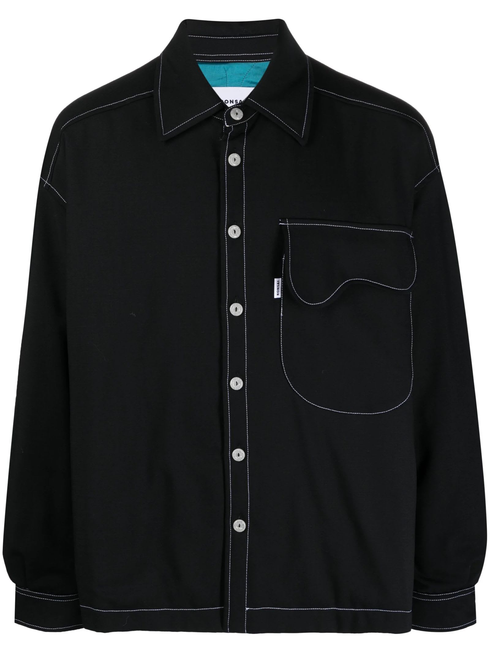 BONSAI BLACK VIRGIN WOOL BLEND SHIRT