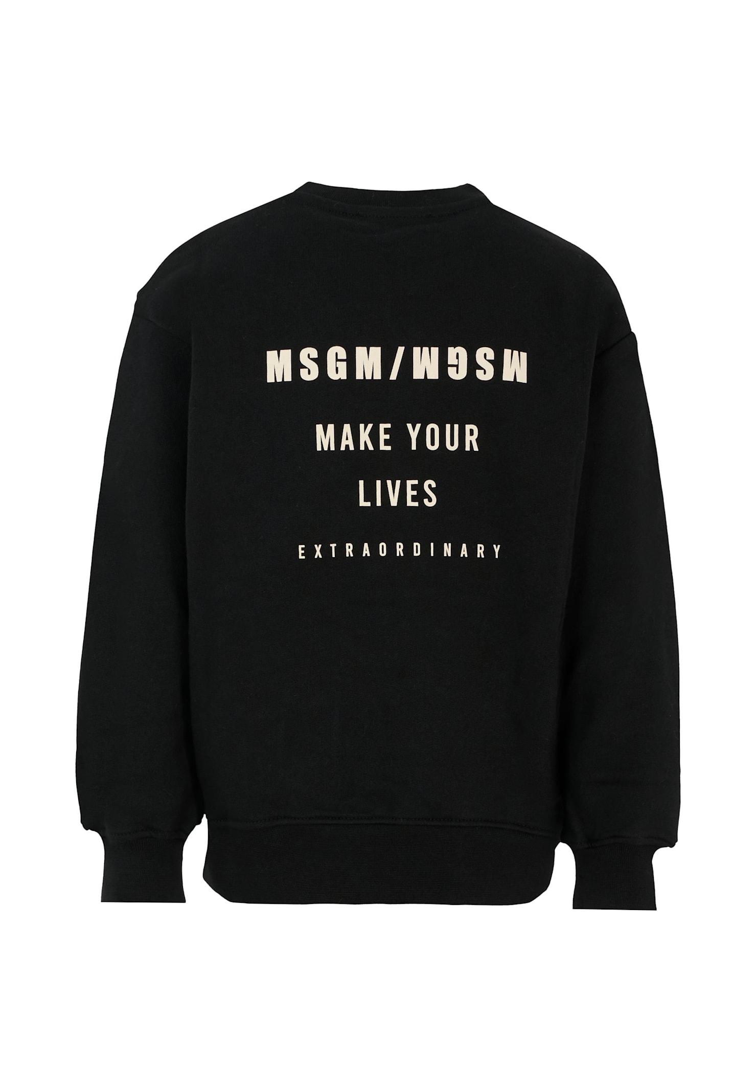 Msgm Black Sweatshirt For Boy With Logo In Black