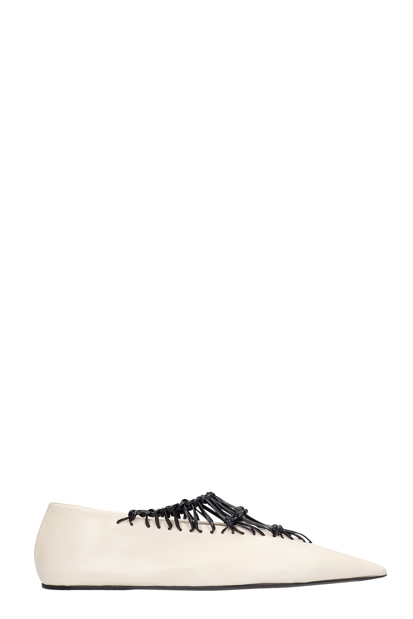 Buy Jil Sander Ballet Flats In Beige Leather online, shop Jil Sander shoes with free shipping