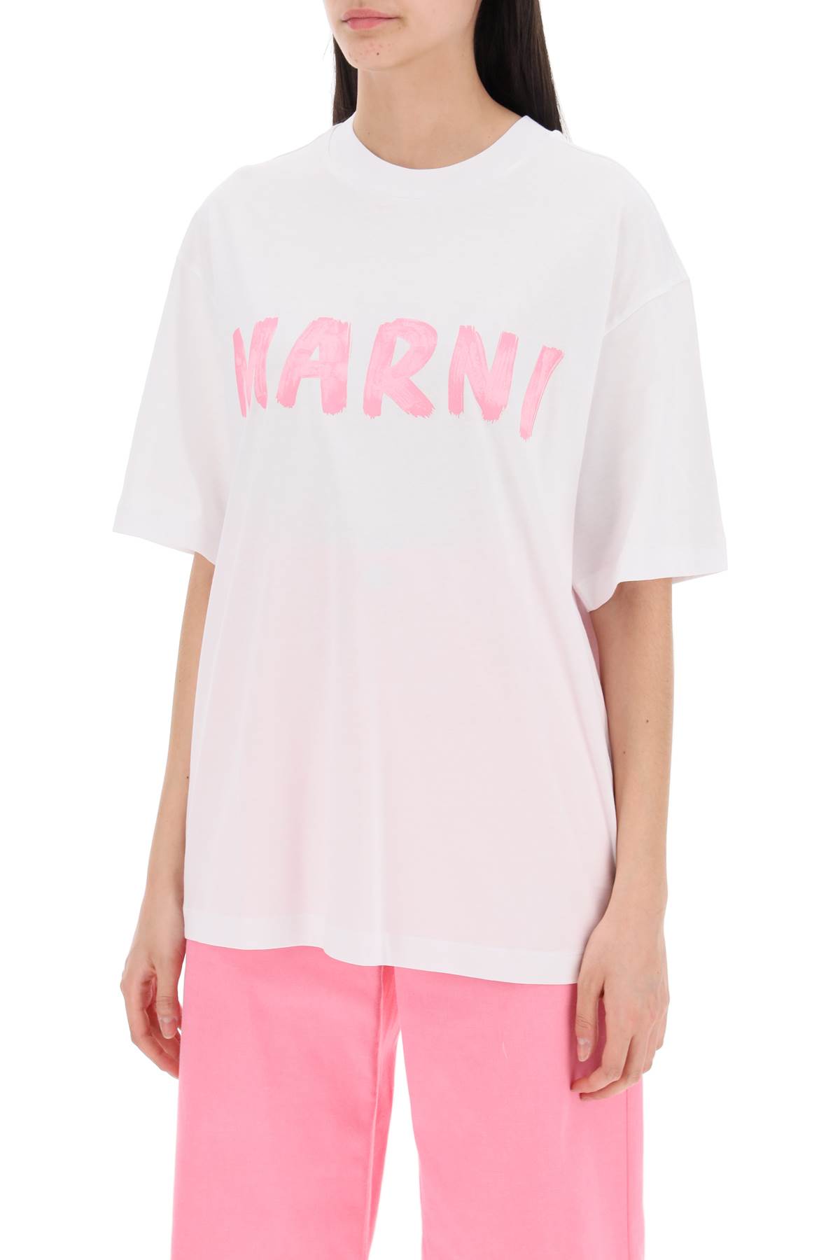 Shop Marni Logo Detail Round Neck T-shirt