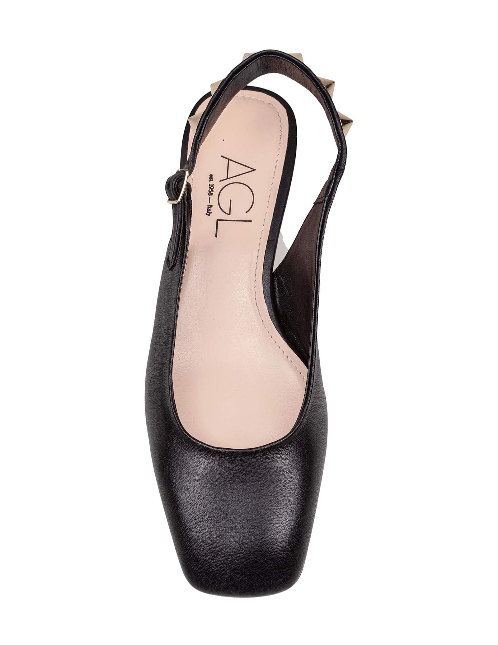 Shop Agl Attilio Giusti Leombruni Sling-back Angie L Spike In Black Leather With Studs