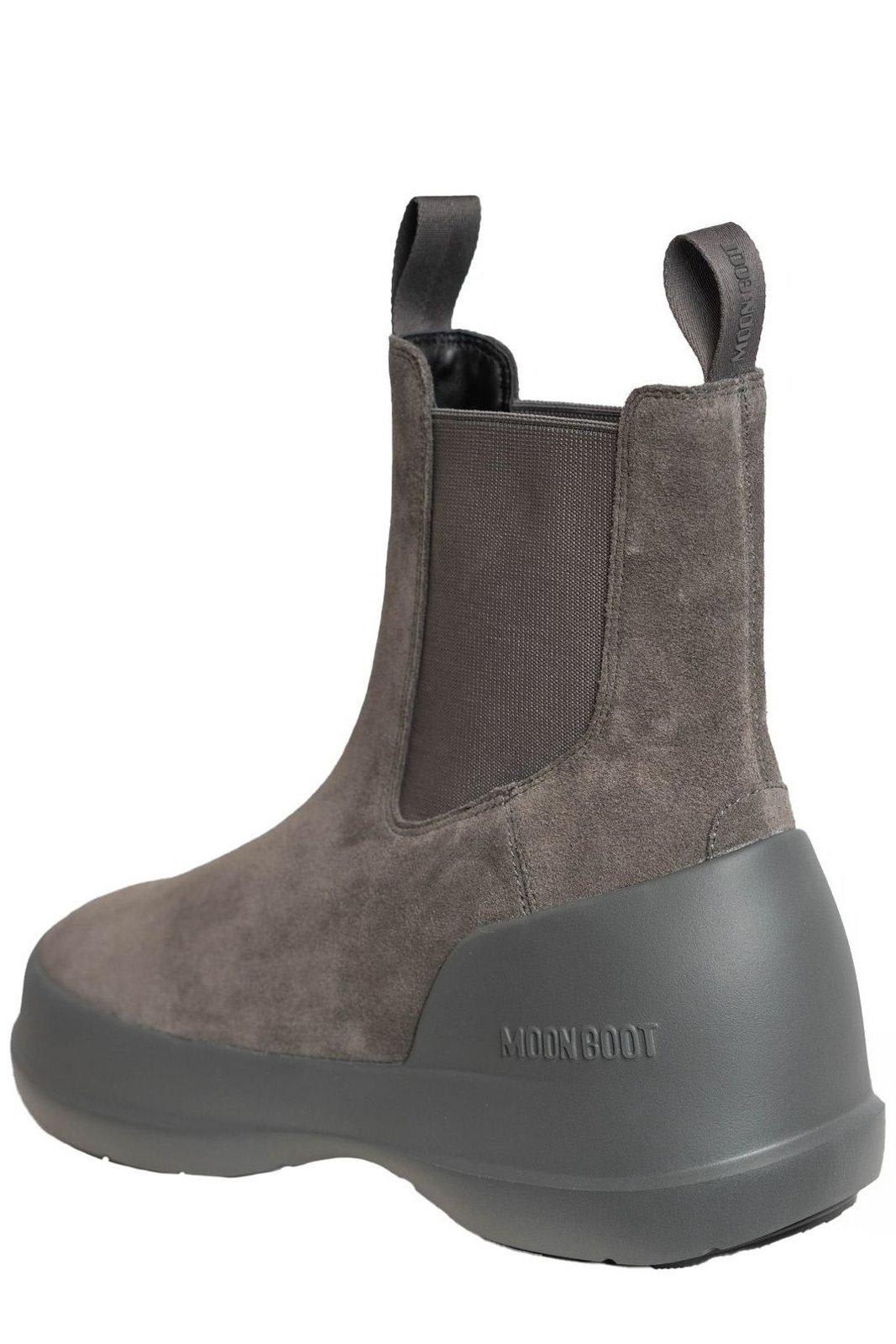 Shop Moon Boot Luna Logo-printed Slip-on Boots In Grey