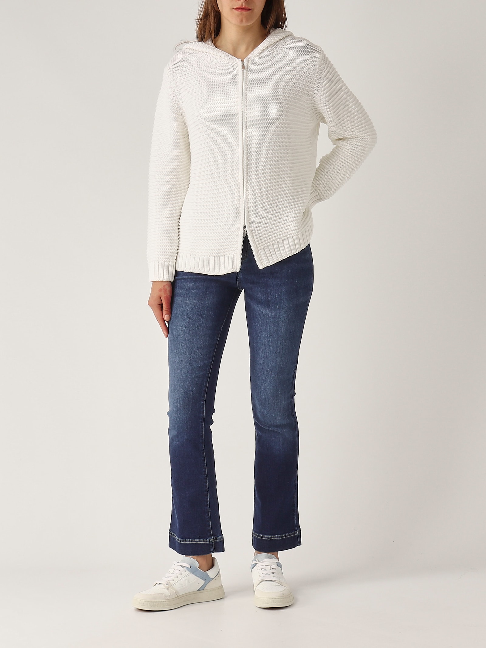 Gran Sasso Poncho C/zip Sweater In Neutral