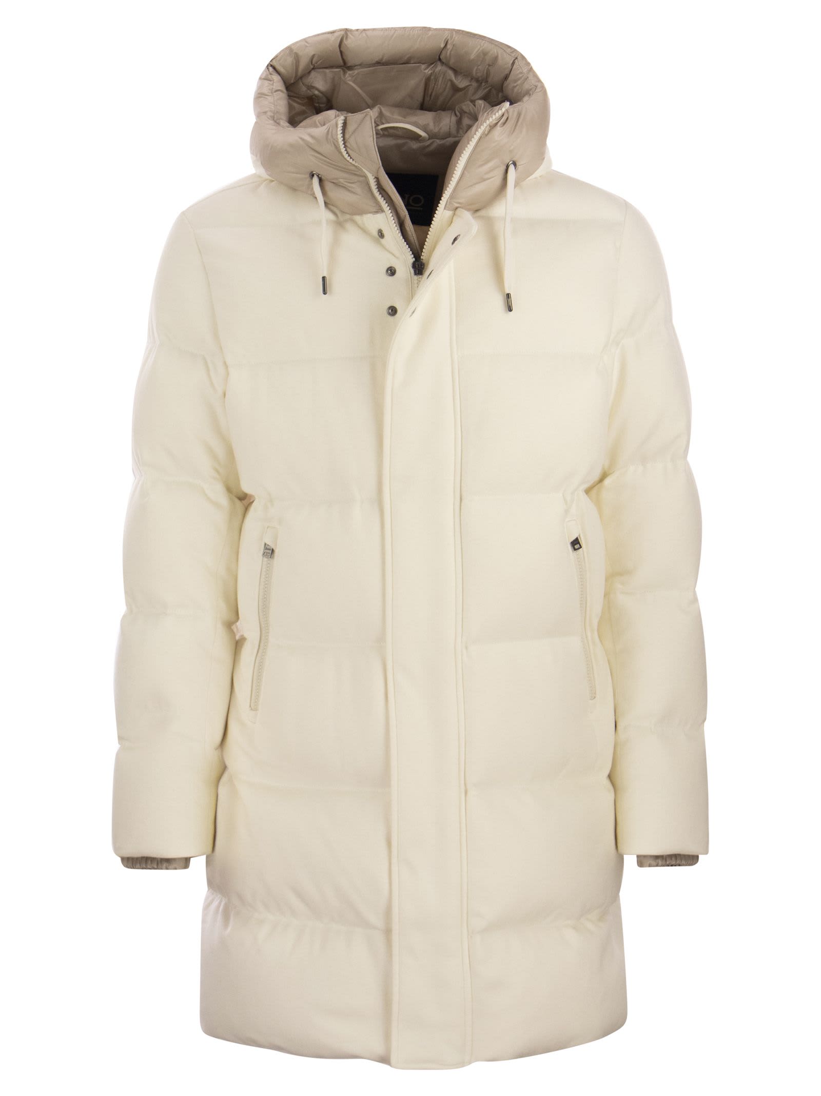 Shop Herno Cashmere And Silk Hooded Parka Jacket In Avorio