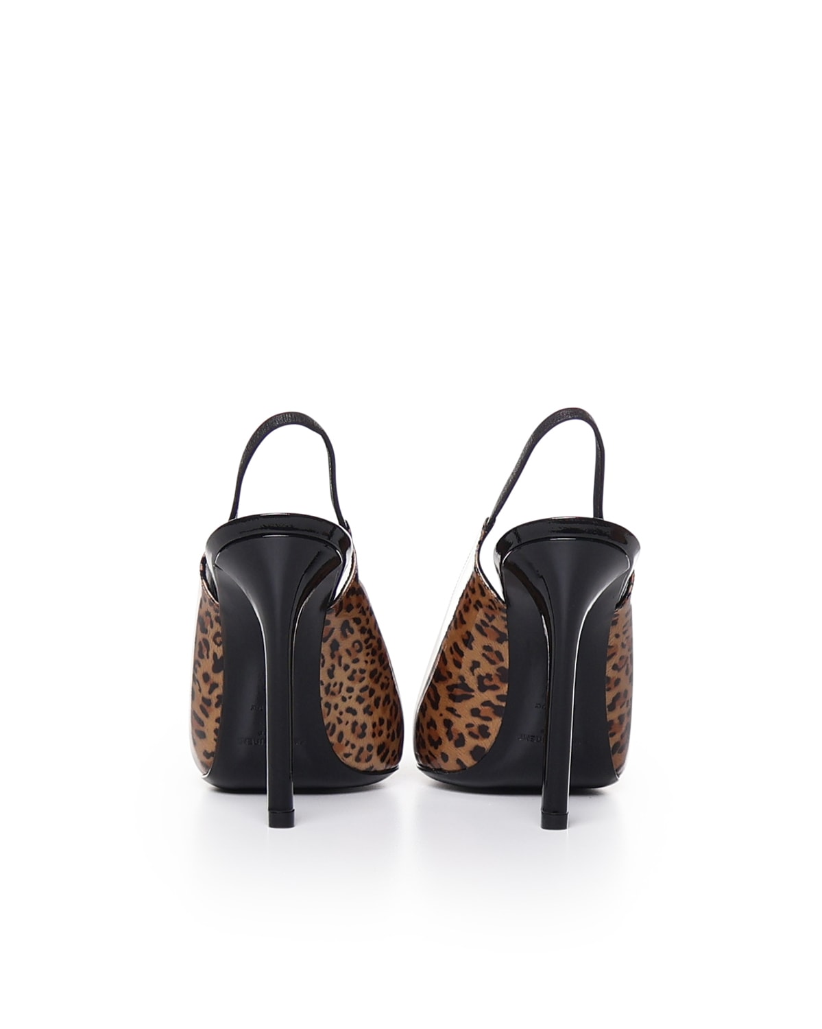 Saint Laurent Animal Patterned Patent Leather Slingbacks With Stiletto Hee In Animalier