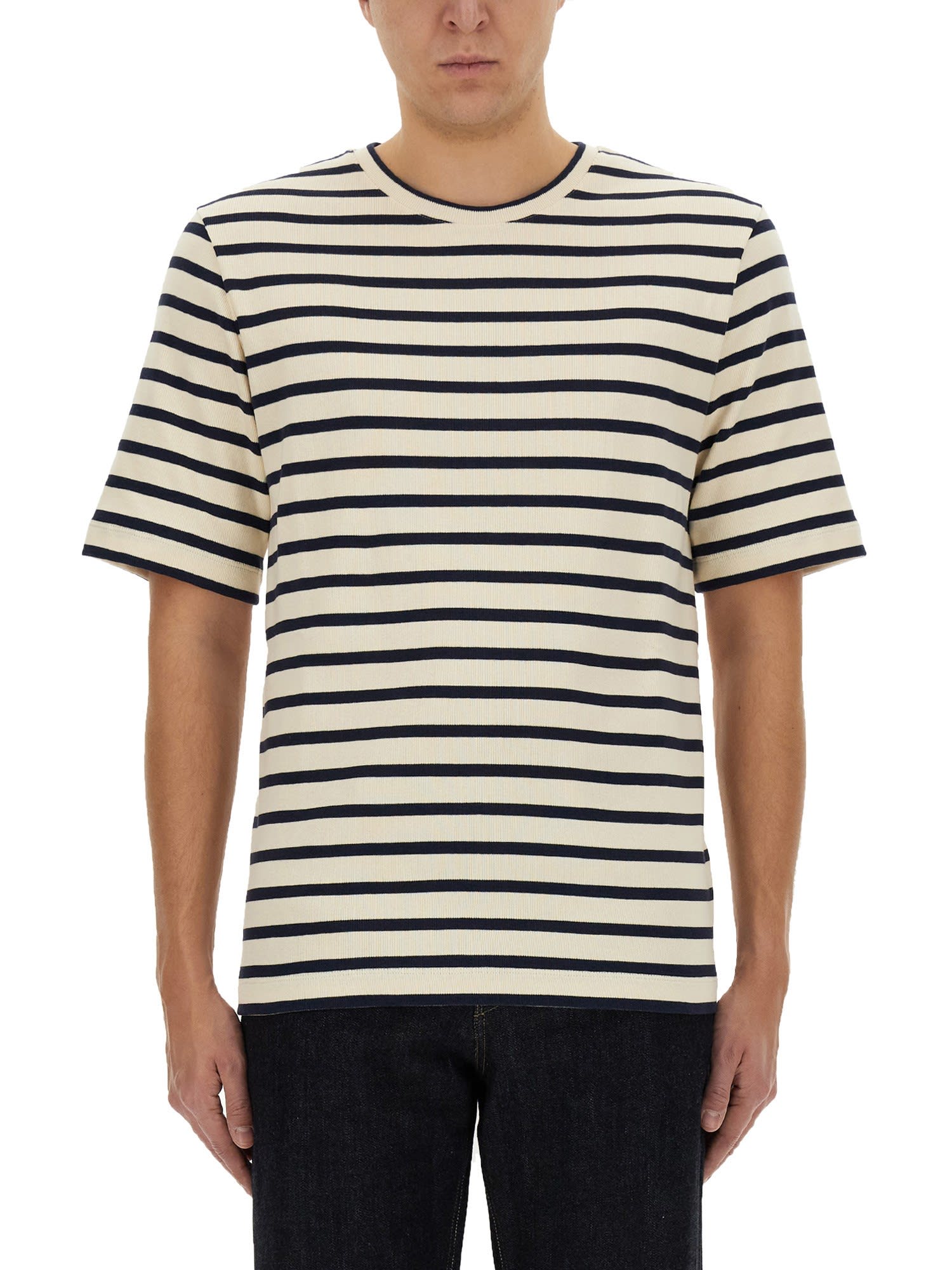 Shop Jil Sander Striped T-shirt In Bianco/nero