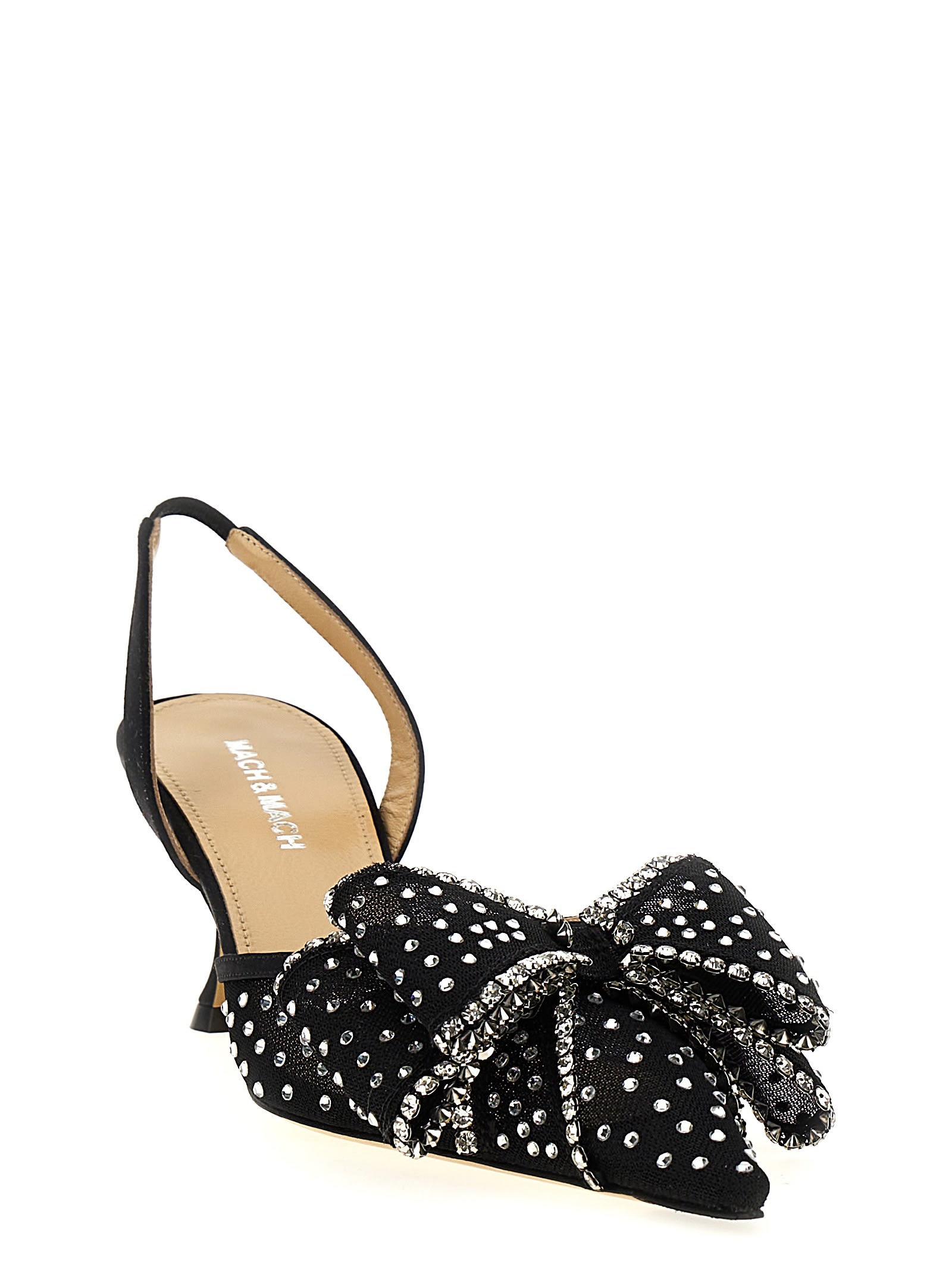 Mach & Mach Embellished Mesh Le Cadeau Pumps In Black