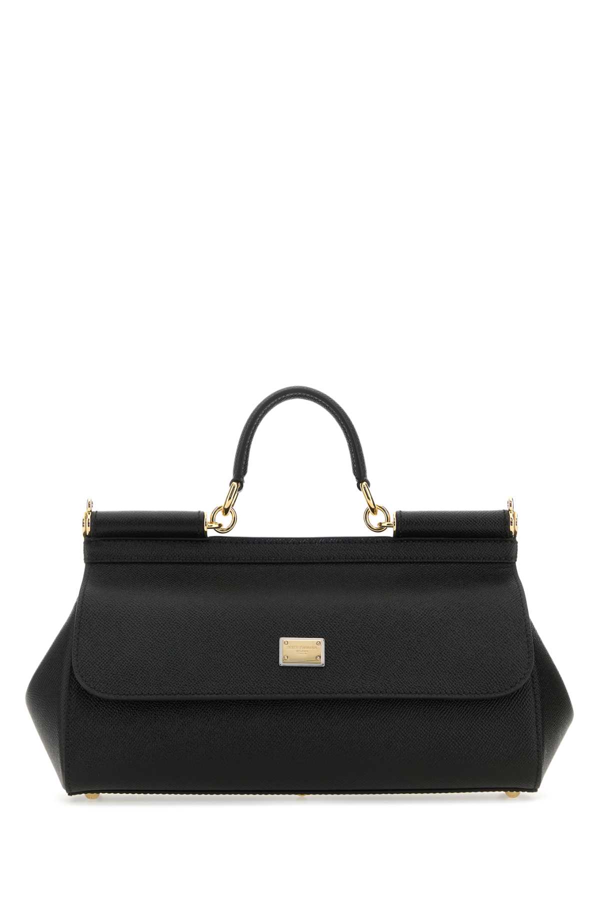 Dolce & Gabbana Black Leather Medium Sicily Handbag In 80999