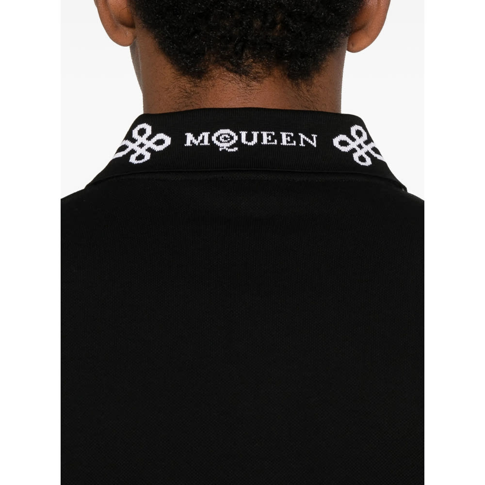 Alexander Mcqueen Polo Shirt With Logo On The Collar In Black