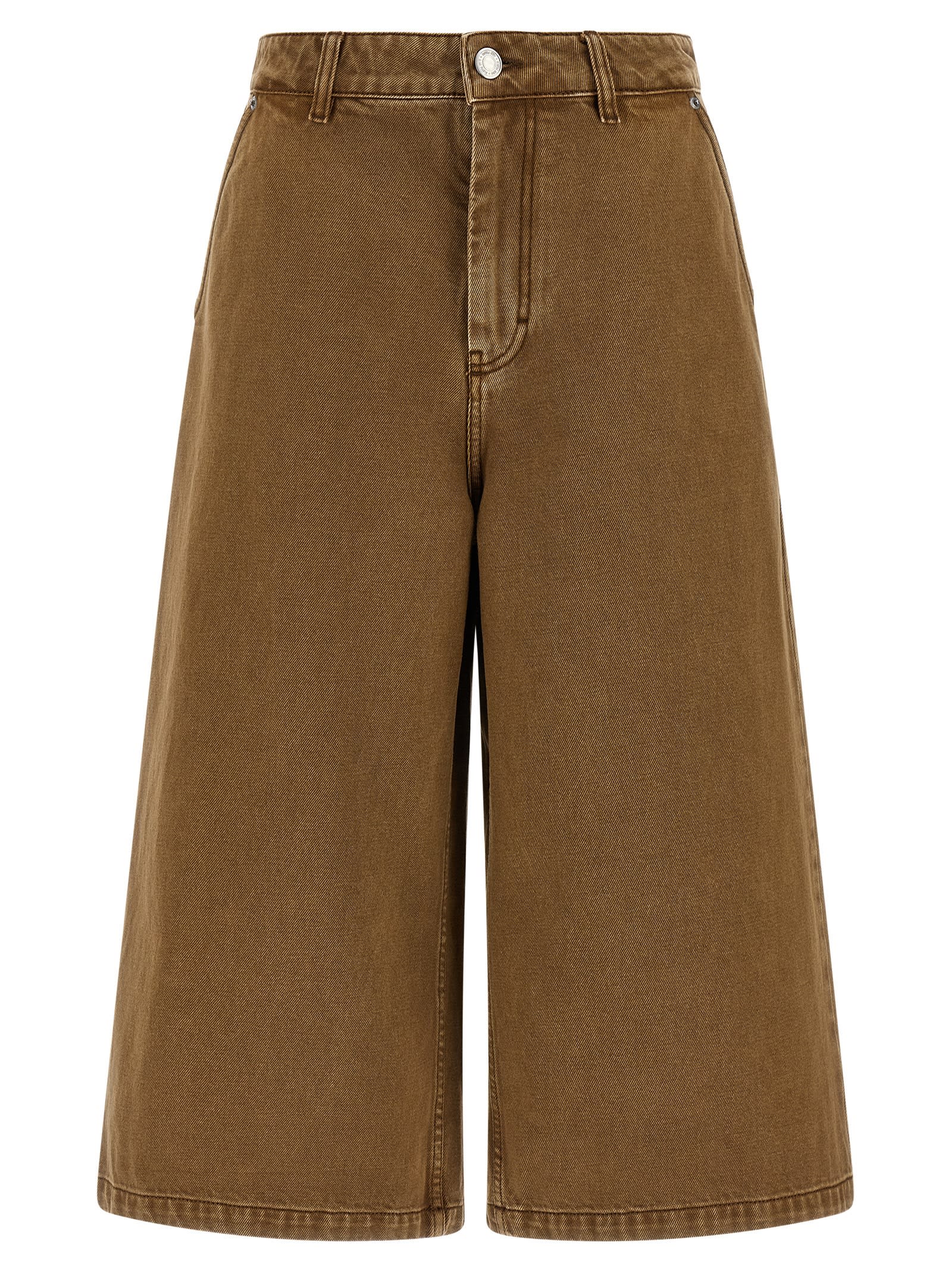 Ami Alexandre Mattiussi Casual Denim Bermuda Shorts Featuring Pockets In Brown