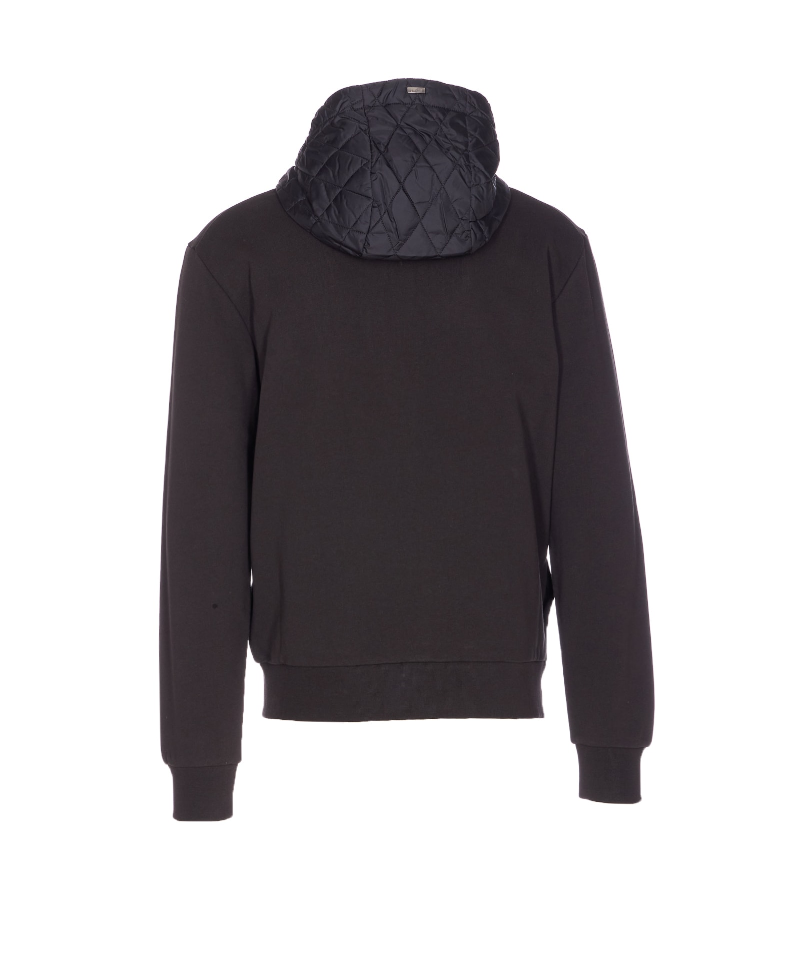 Herno Quilted Hoodie With Drawstring And Long Sleeves In Black
