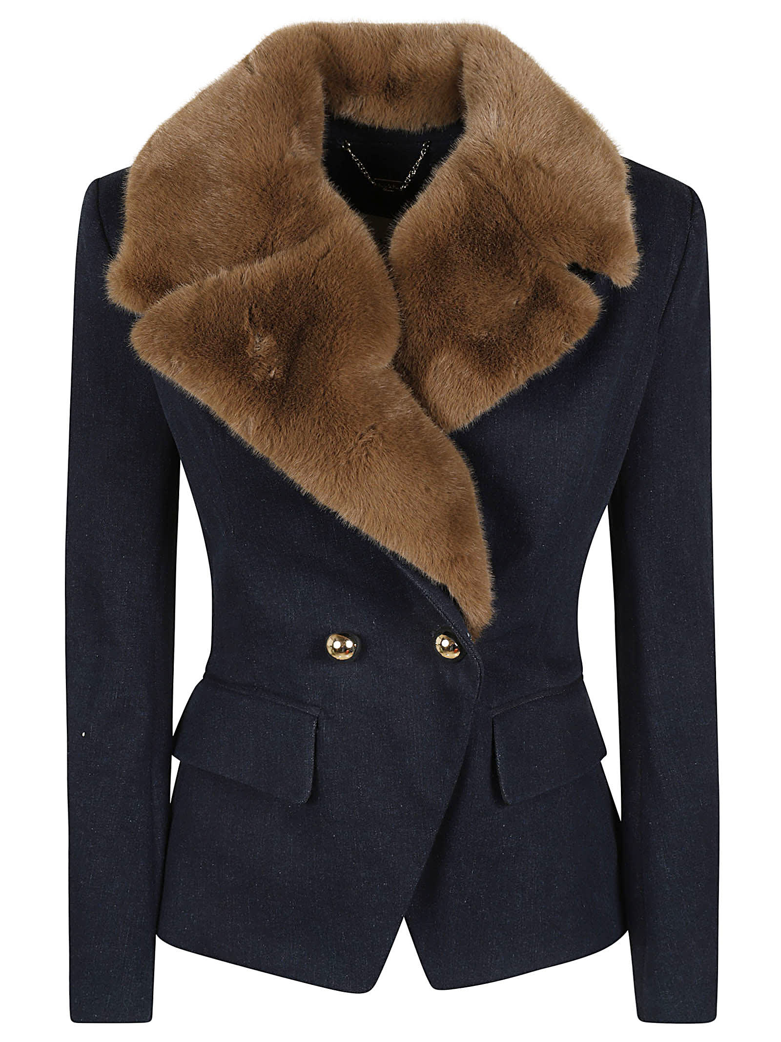 Blugirl Fur Collar Double-breasted Jacket