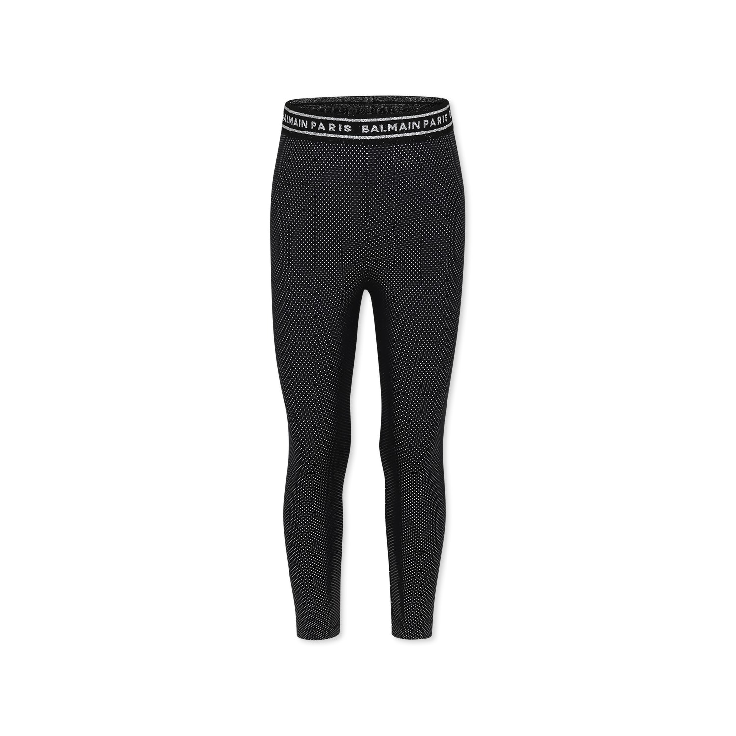Balmain Kids' Black Leggings For Girl With Polka Dots