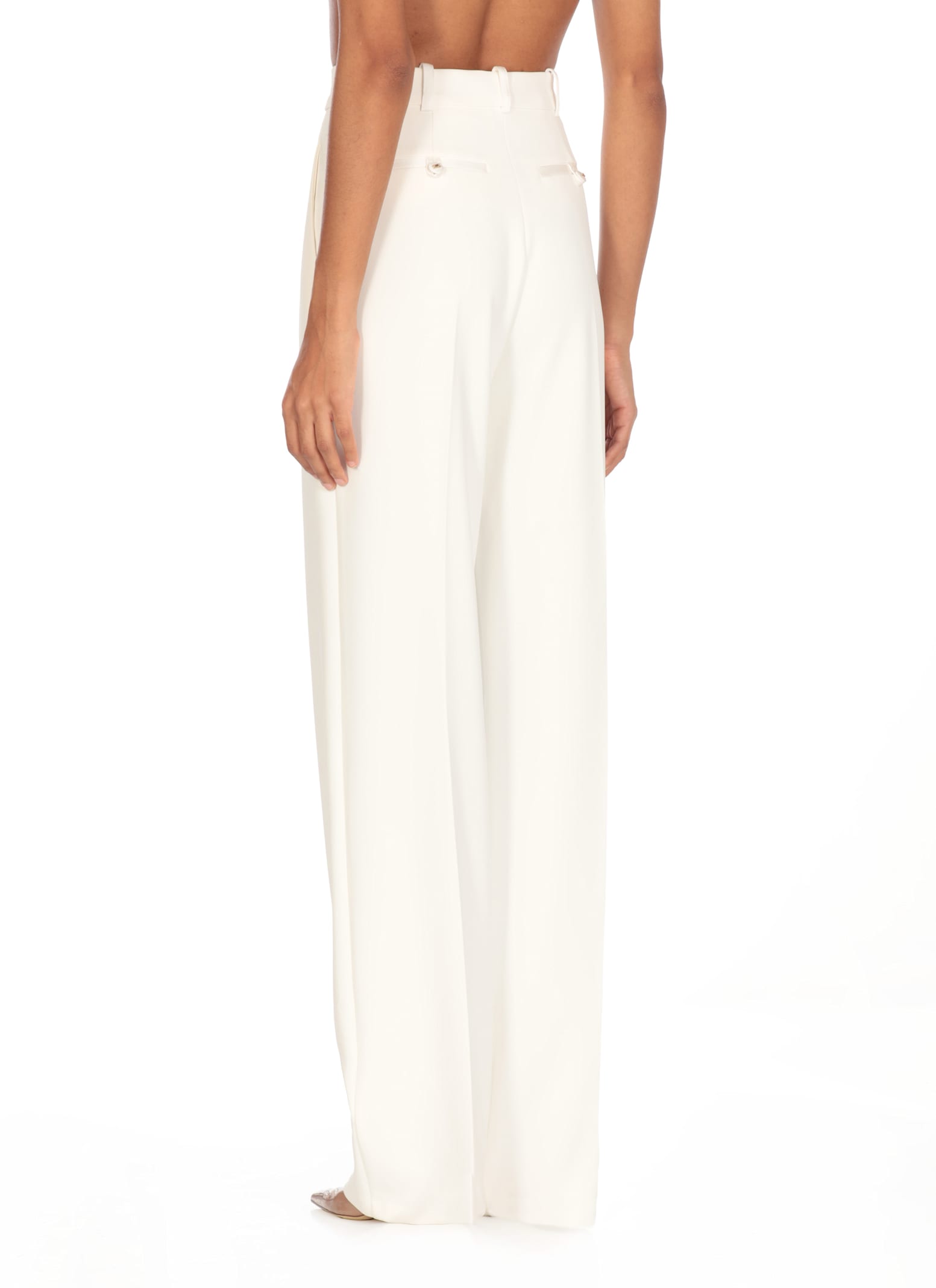 Elisabetta Franchi Crepe Pants In Ivory