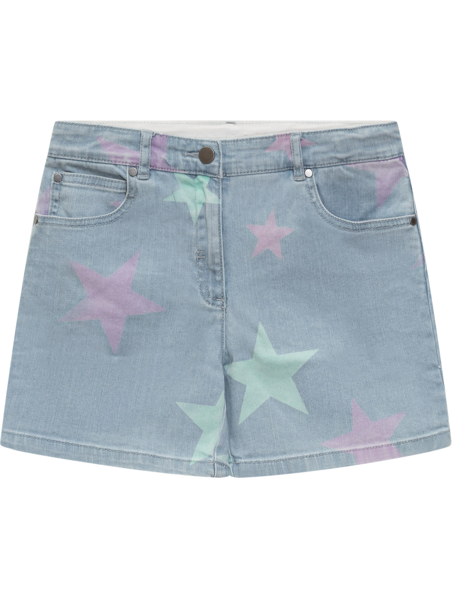 Stella Mccartney Kids' Shorts With Stars In Celeste/multicolor