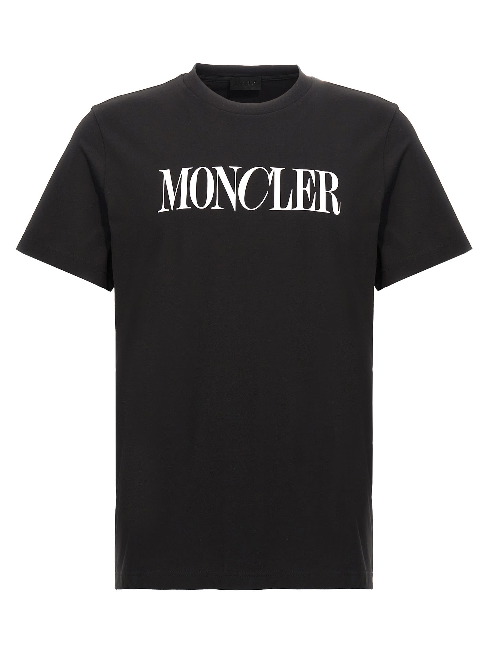 Shop Moncler Logo Print T-shirt In White/black