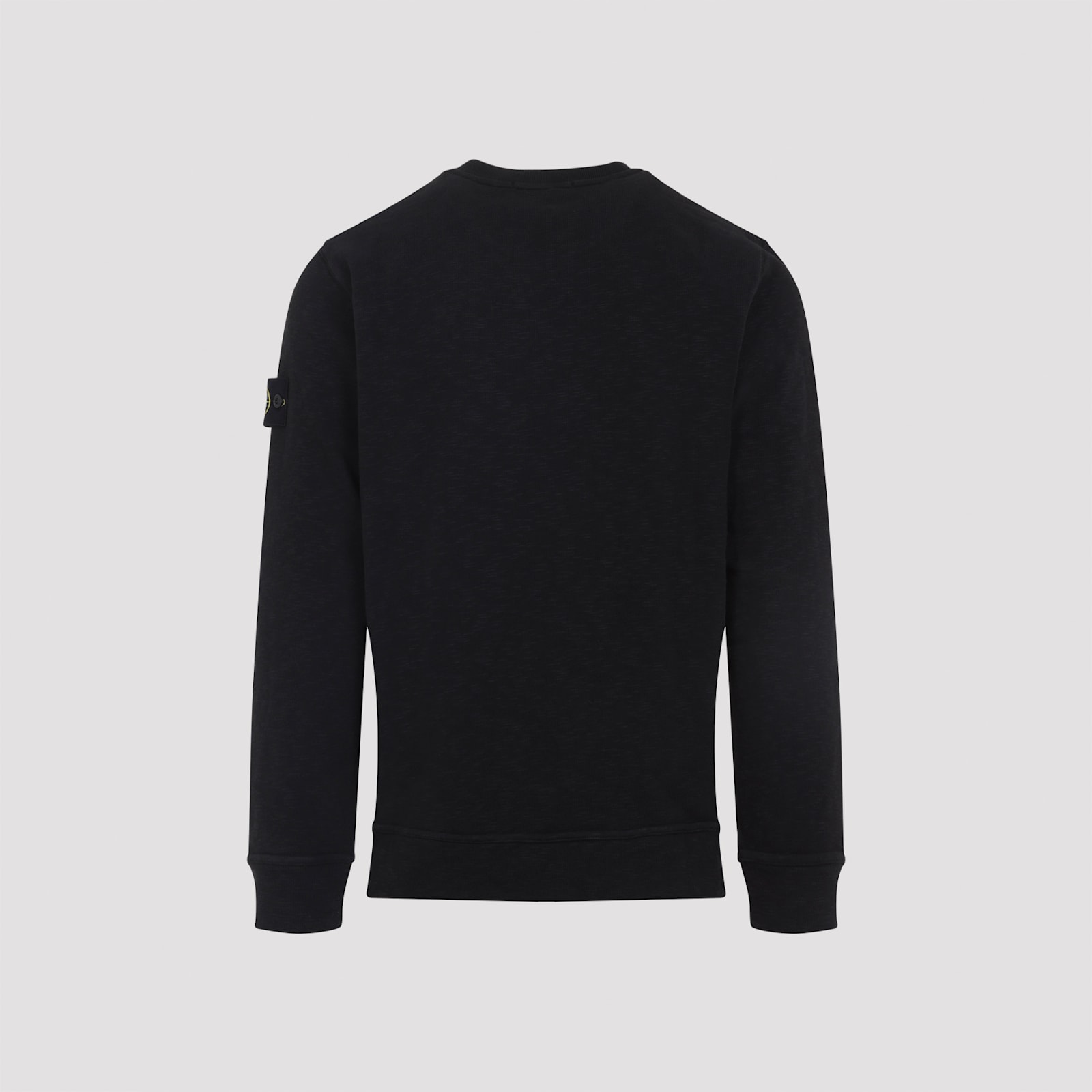 Stone Island Organic Cotton Crew Neck Long Sleeve Top In Black