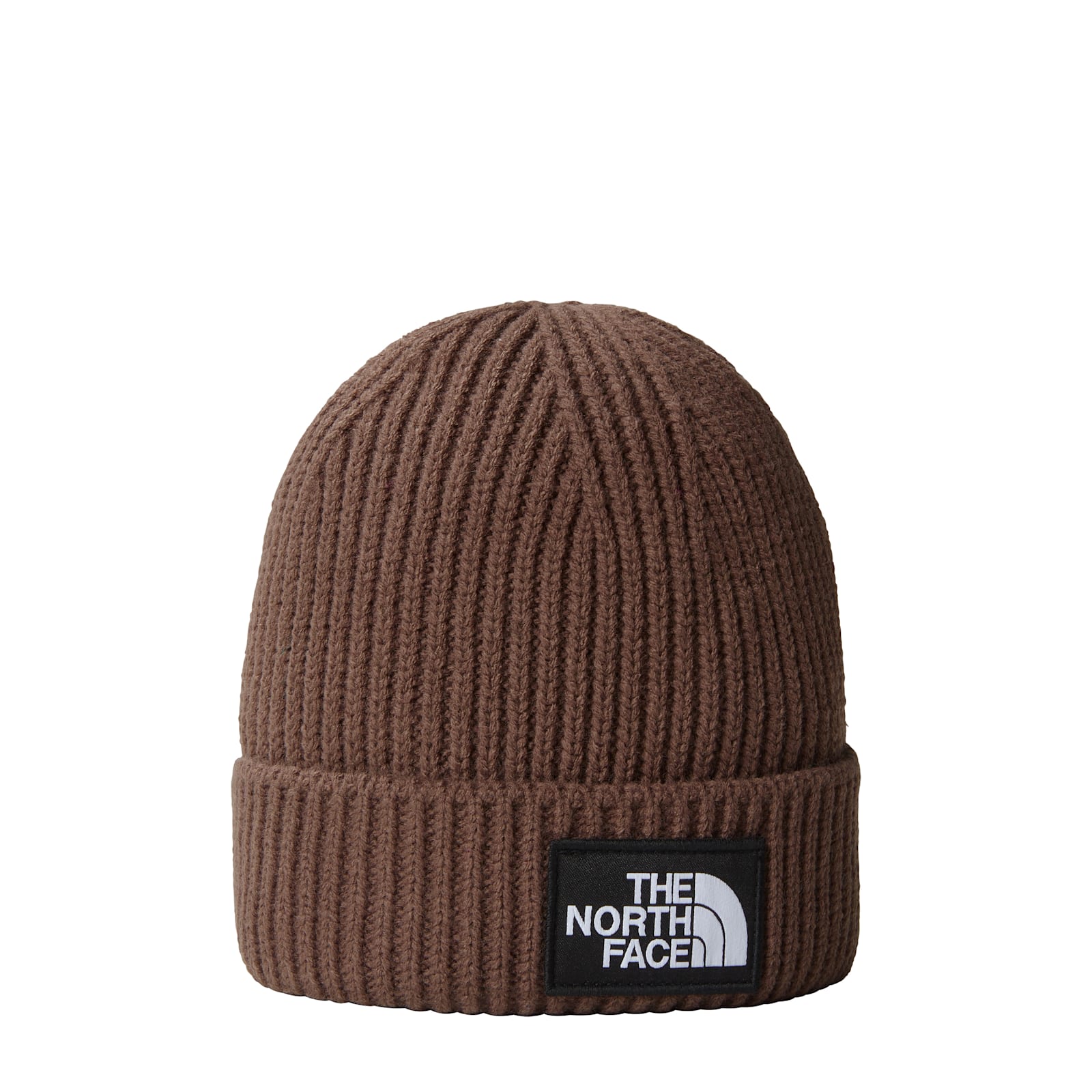 The North Face Tnf Logo Box Cuffed Beanie In Smokey Brown