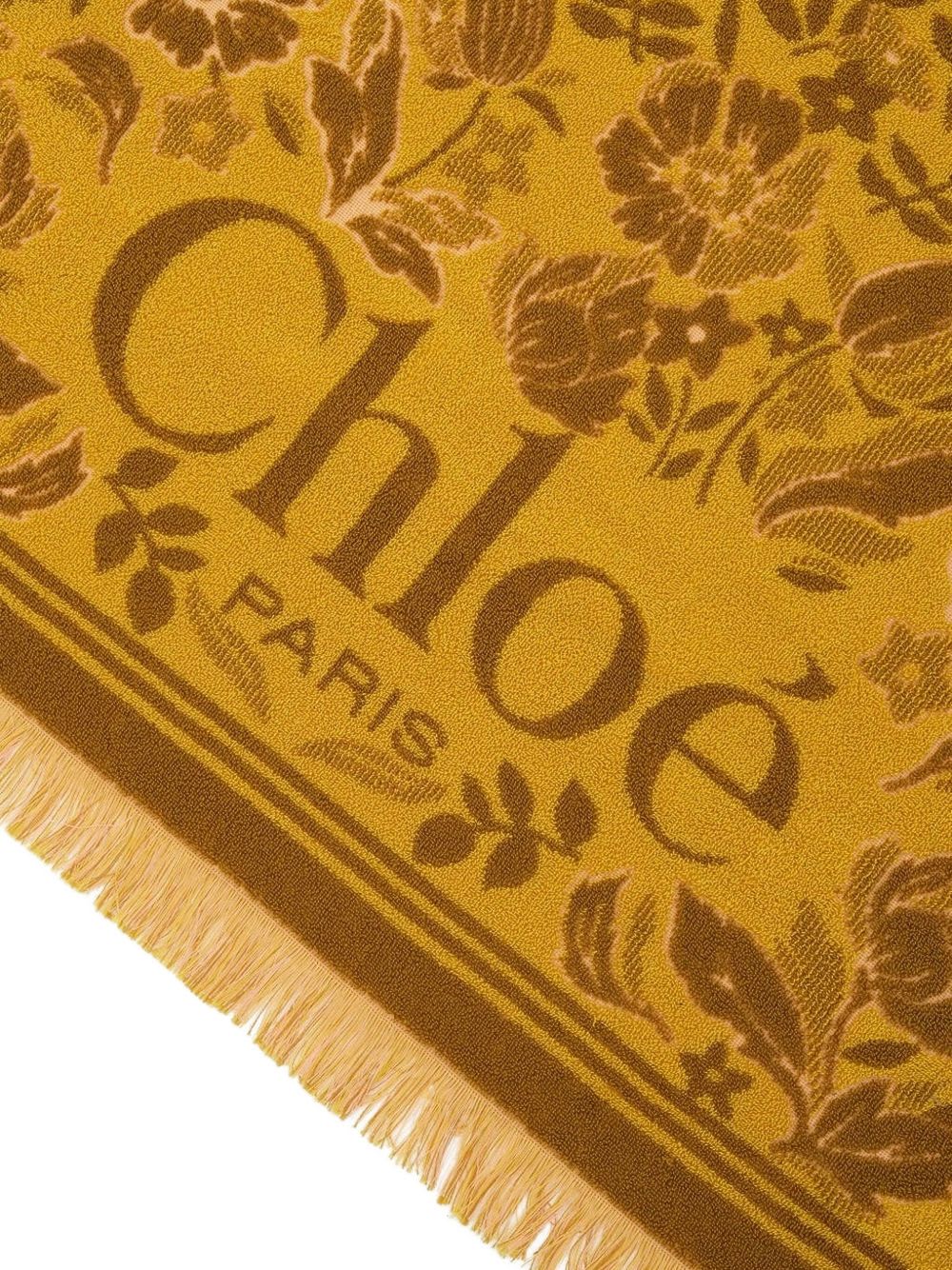 Chloé Cotton Beach Towel With Logo In Yellow
