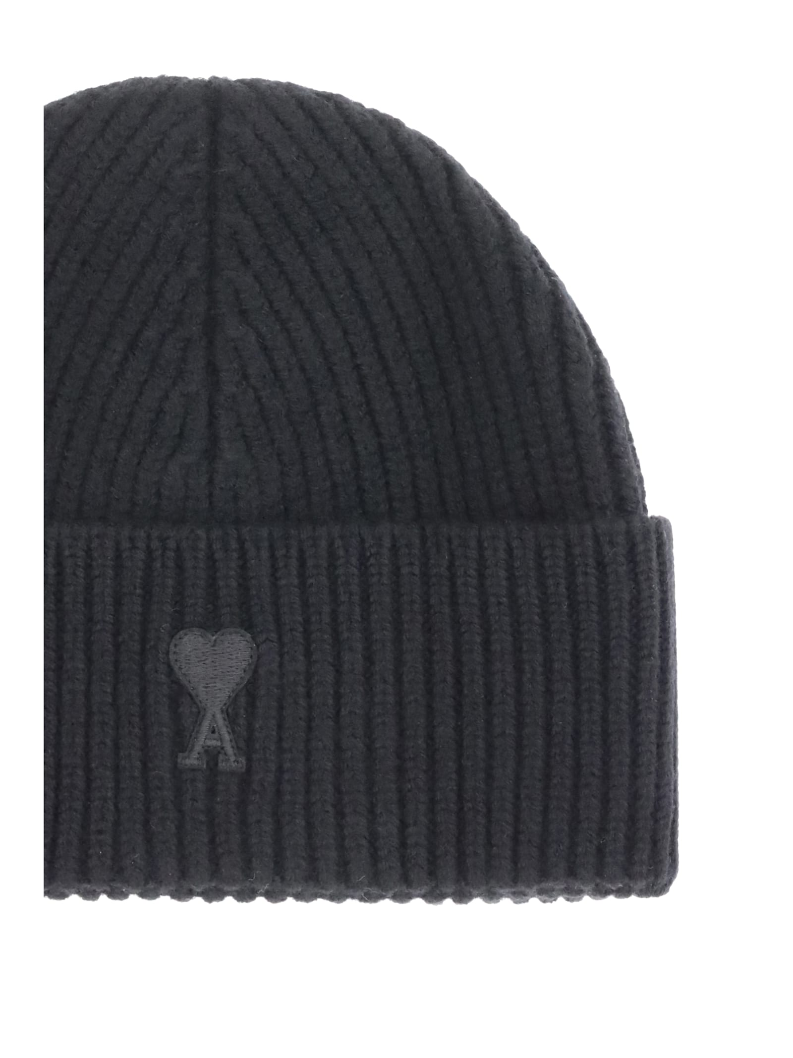 Ami Alexandre Mattiussi Ami De Coeur Beanie Hat In Black