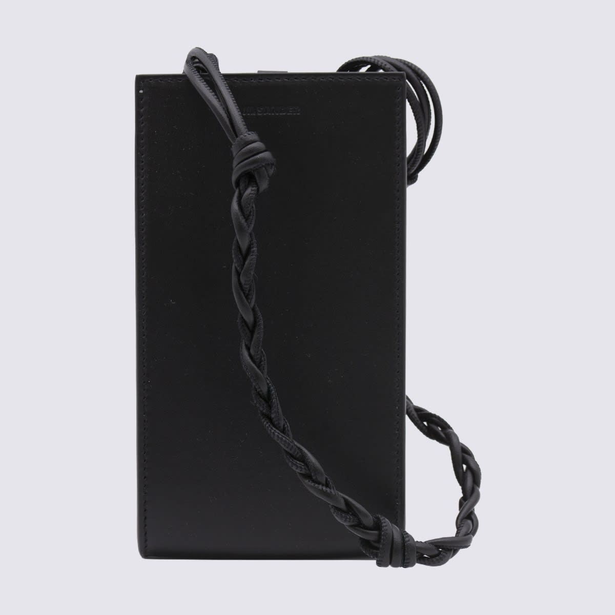 Shop Jil Sander Black Leather Tangle Phone Case Crossbody Bag
