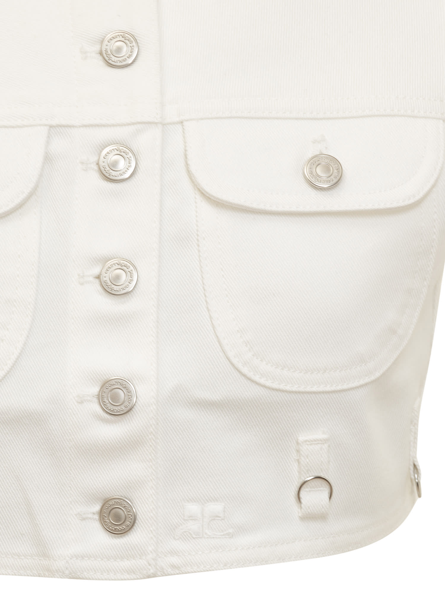 Shop Courrèges Multiflex Denim Jacket In Heritage White