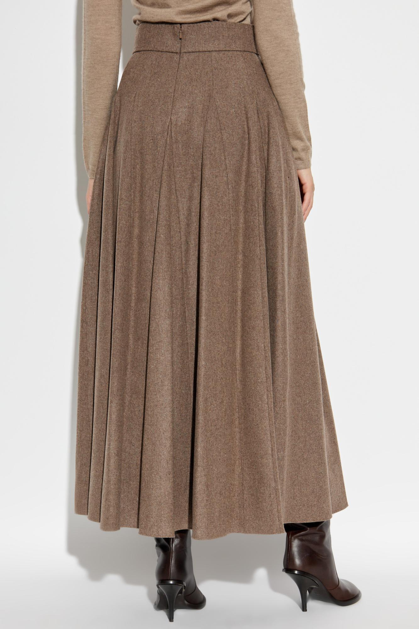 Max Mara Bellico Wool Maxi Skirt In Brown