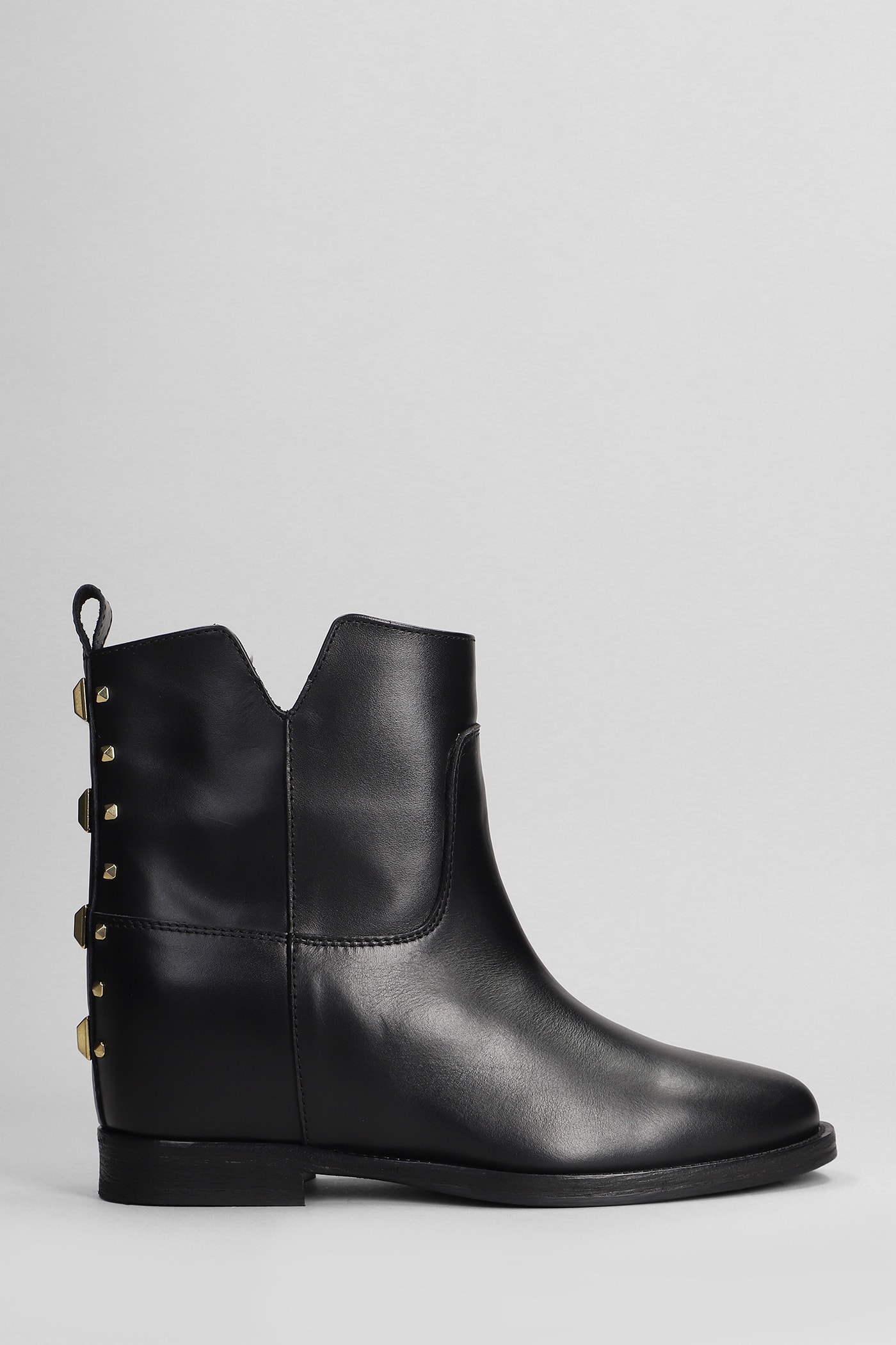 Ankle Boots Inside Wedge In Black Leather