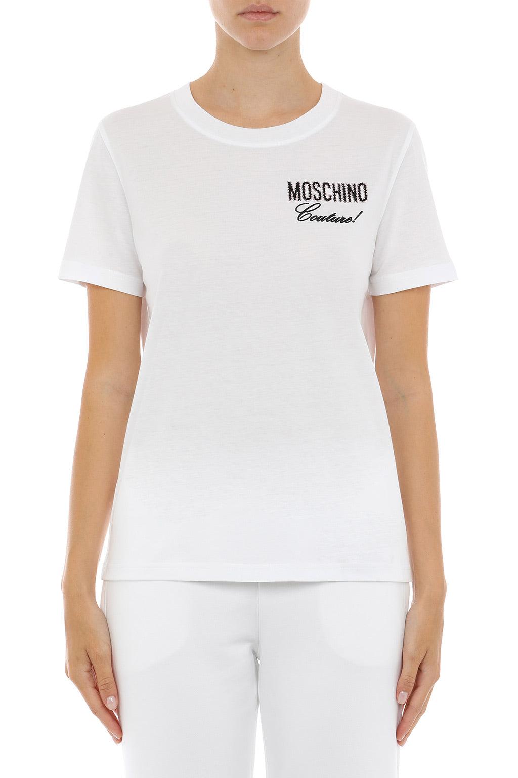Logo Embroidered Crewneck T-shirt Moschino