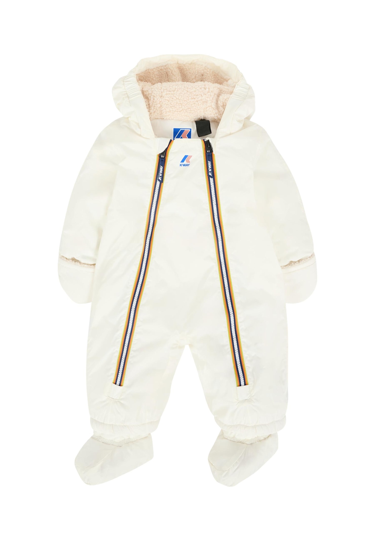 K-way White Down Jacket For Babykids With Logo In White