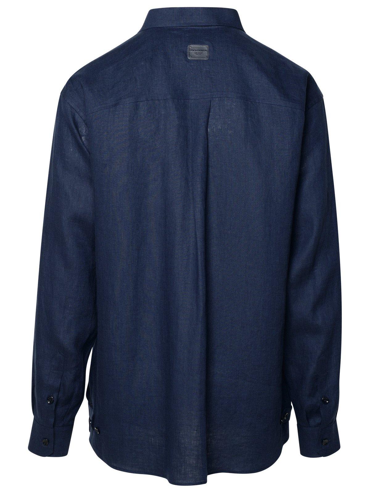 Shop Dolce & Gabbana Button-up Oversized Shirt In Blue