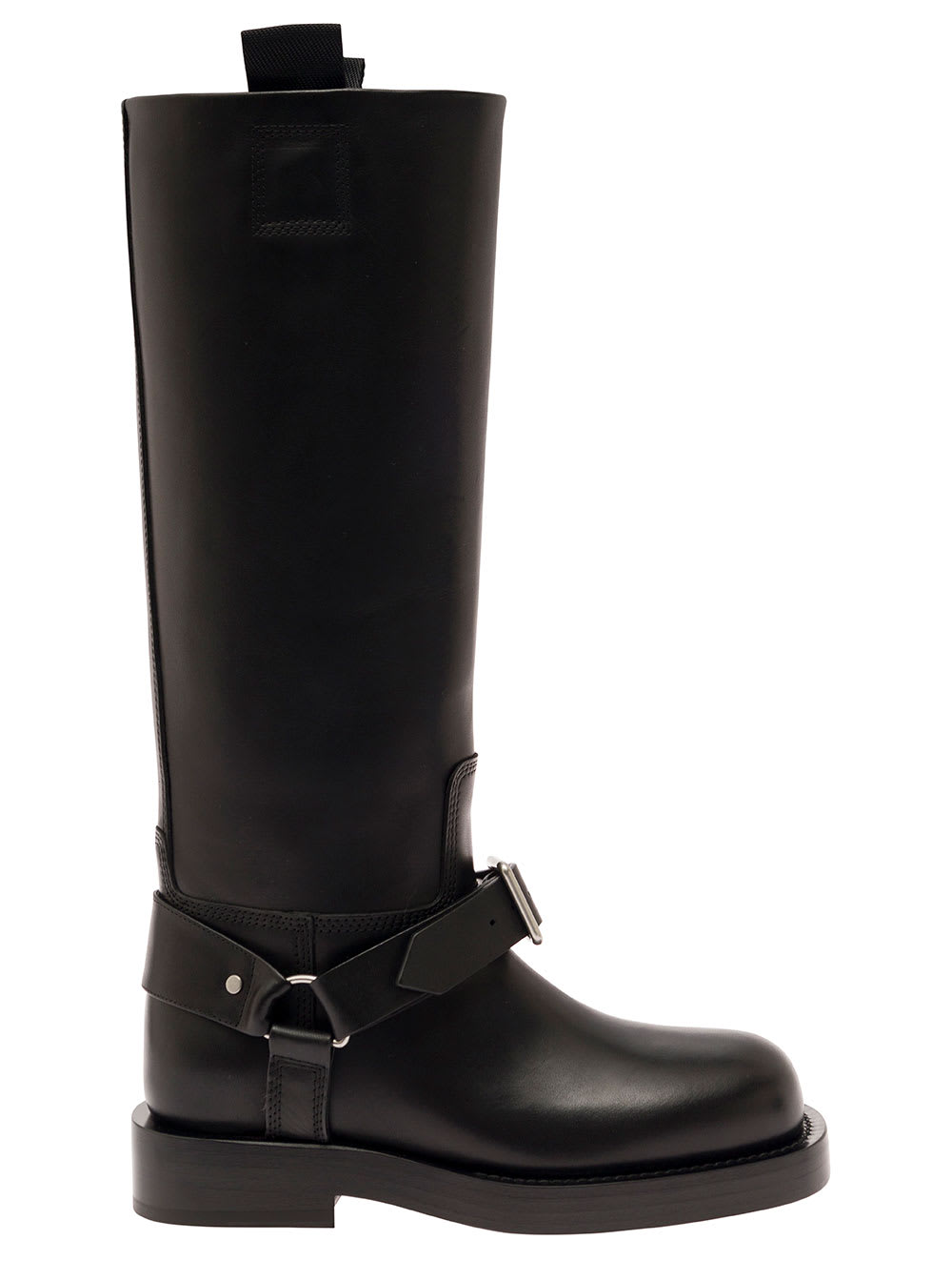 Burberry Saddle High Black Boots With Buckle Detail In Leather Woman