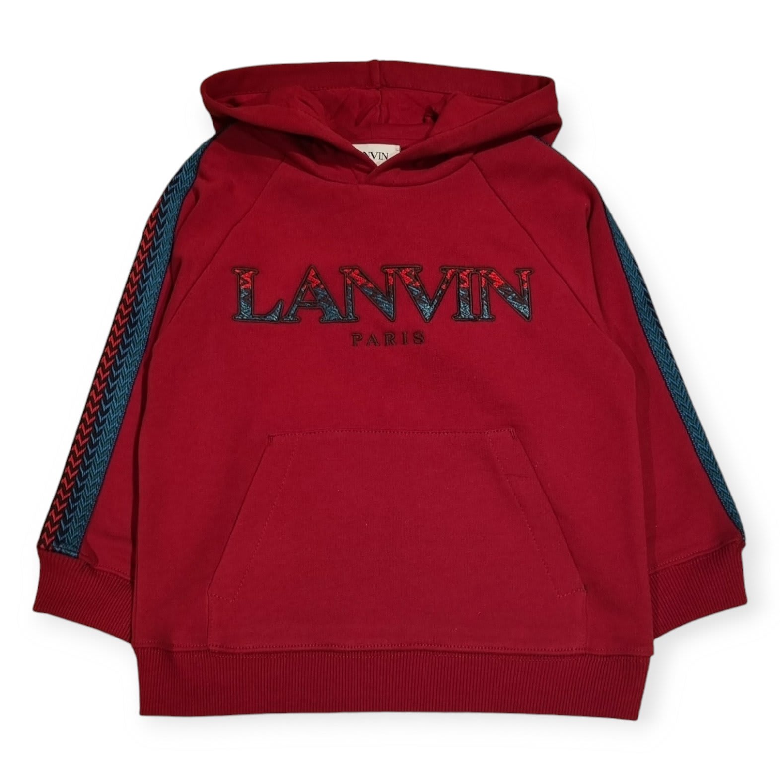 Shop Lanvin Logo-embroidered Long-sleeved Hoodie In Rosso