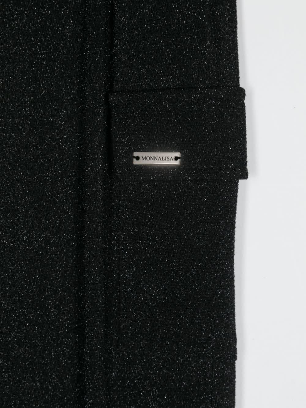 Monnalisa Lurex Cargo Trousers In Black