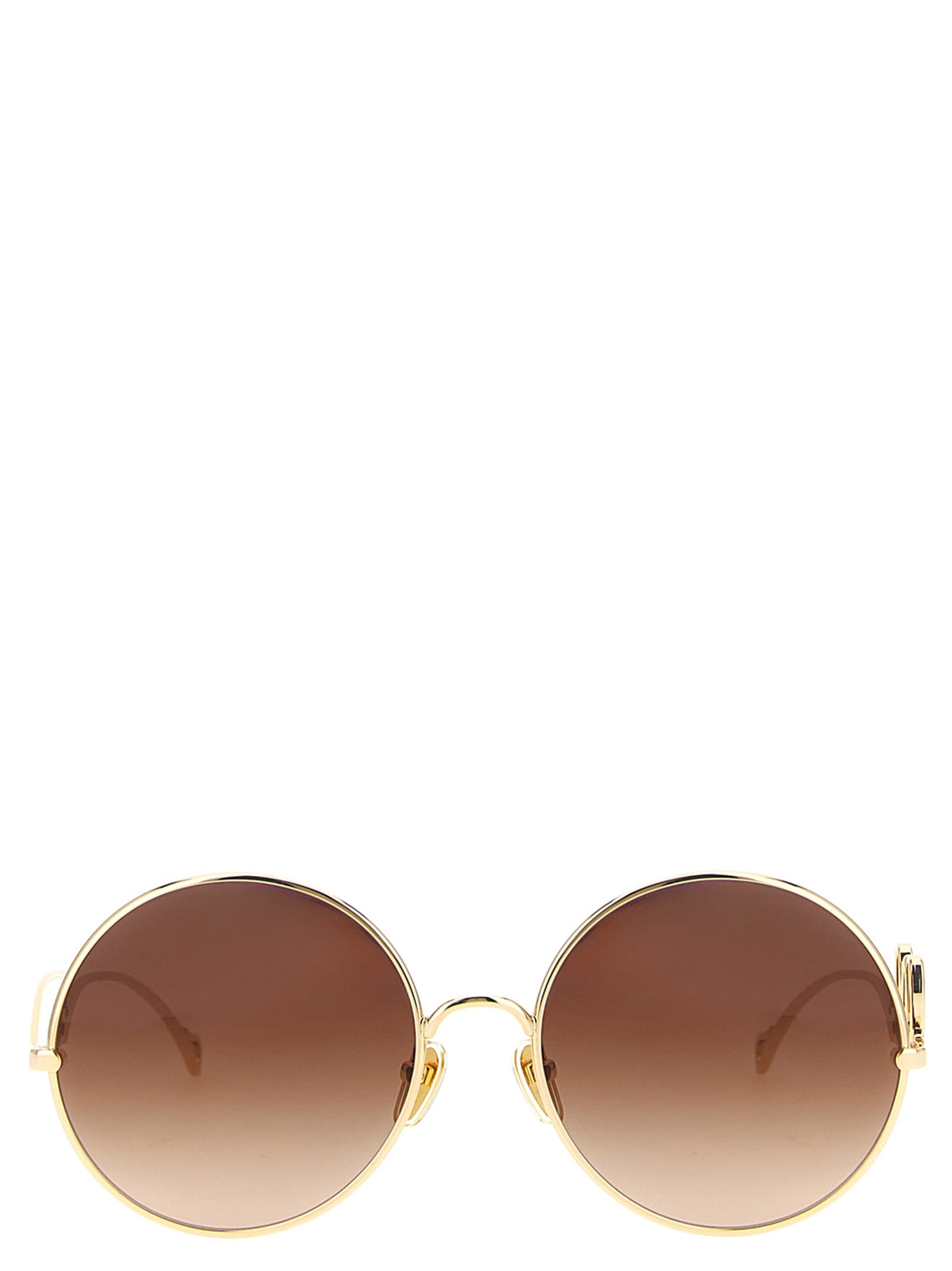 Chloé Round Frame Sunglasses Featuring Curved Temples In Brown