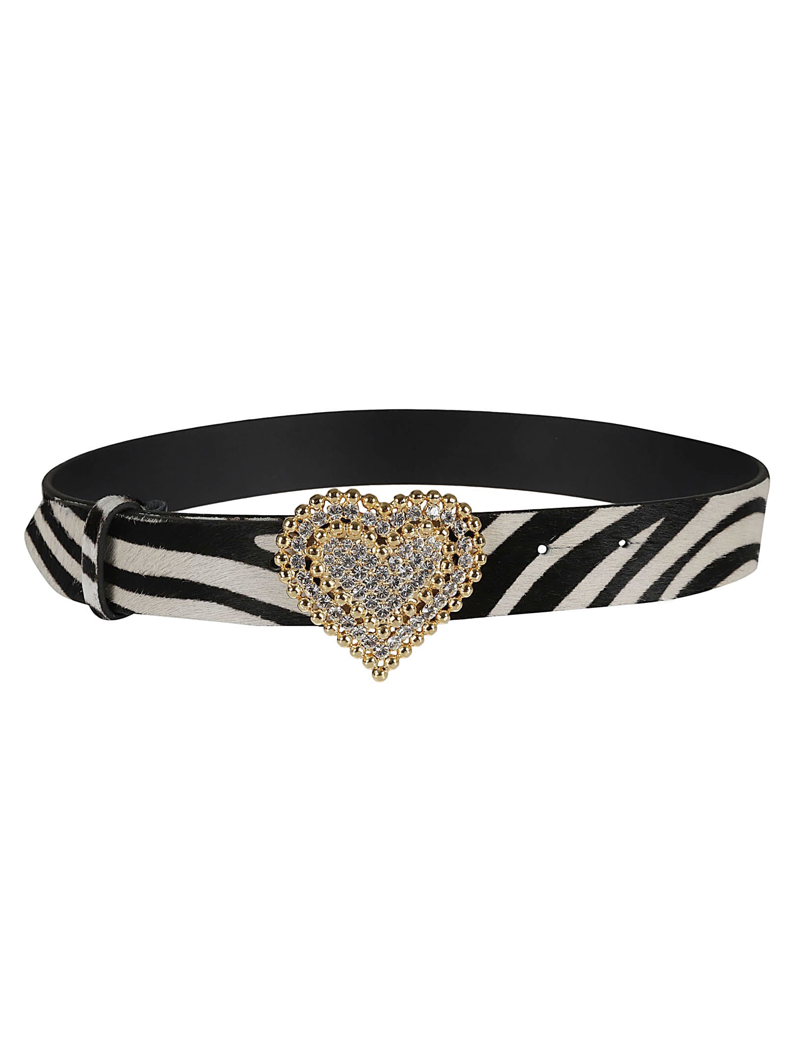 Alessandra Rich Crystal Embellished Heart Buckled Belt