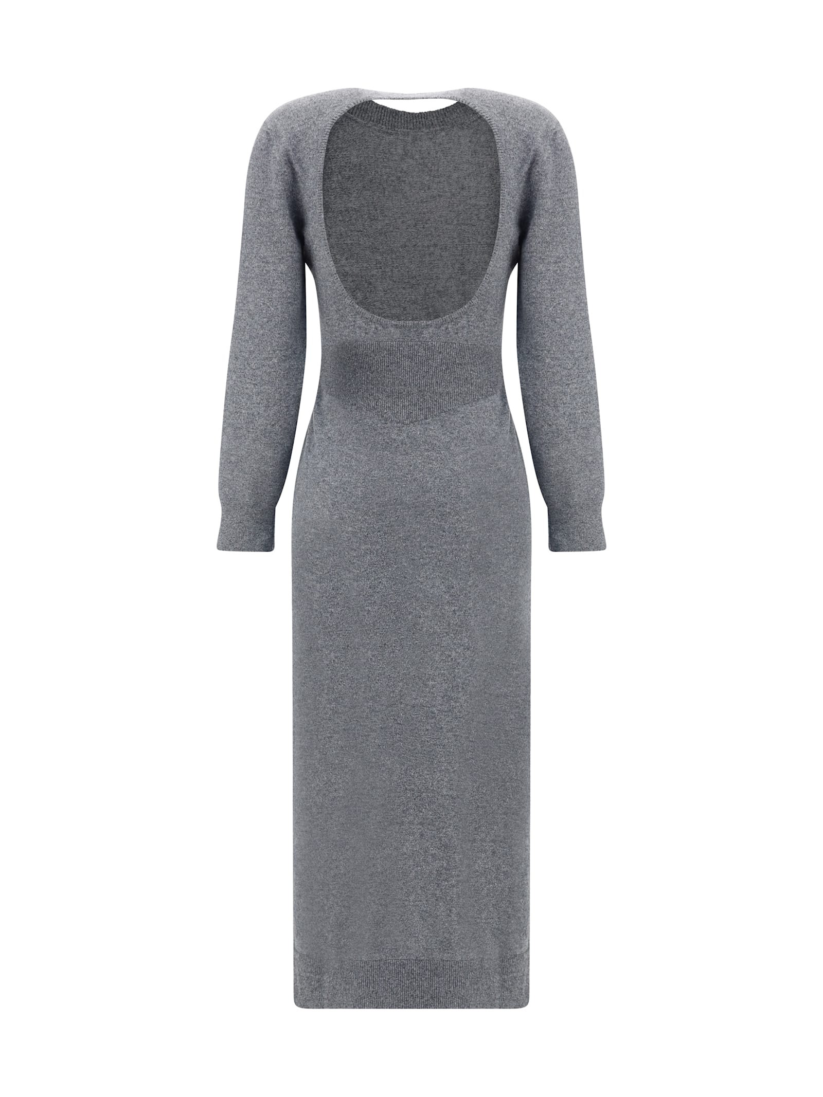 Givenchy Side-split Long-sleeve Midi Dress In Gray
