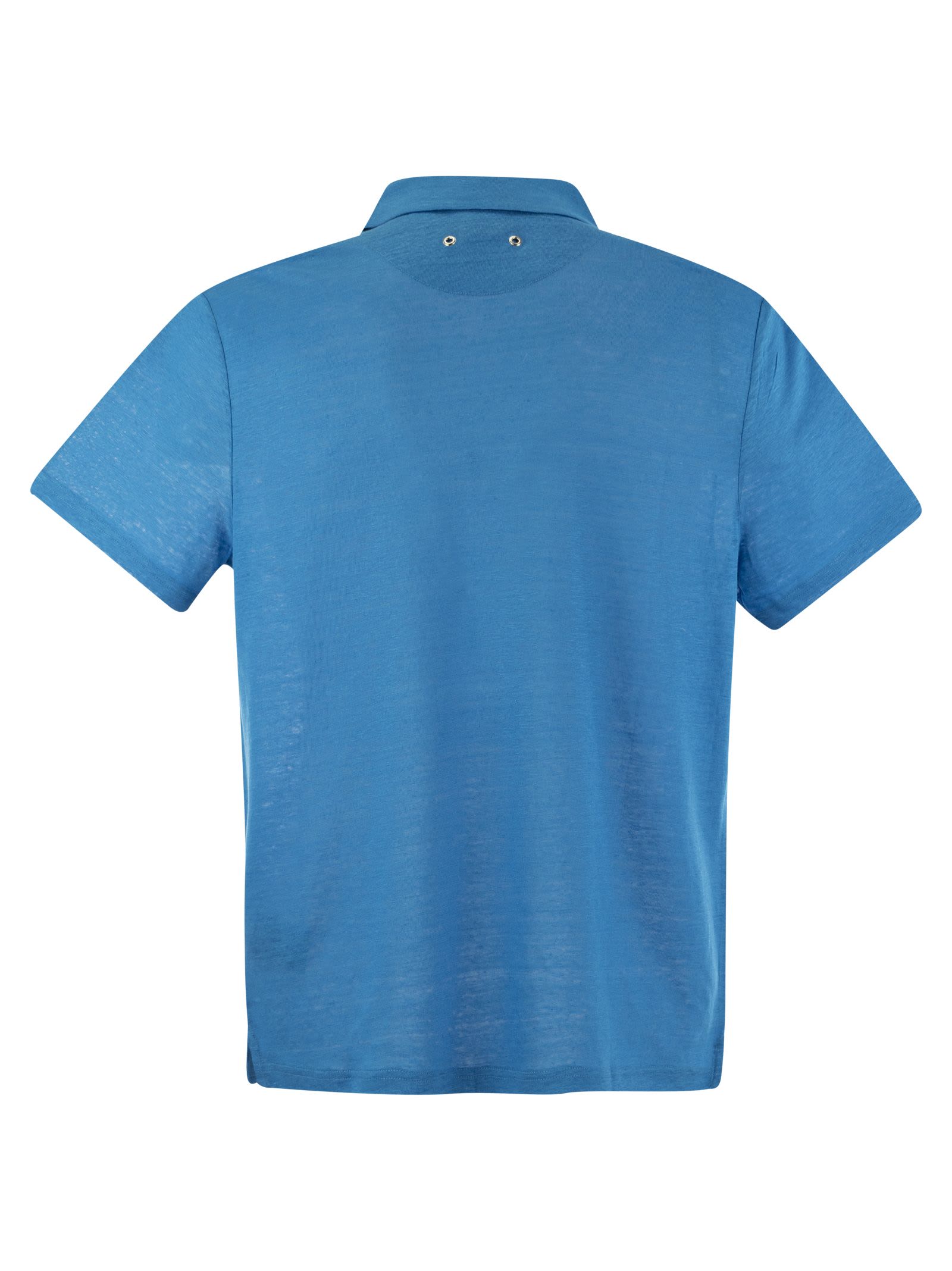 Shop Vilebrequin Short-sleeved Linen Polo Shirt In Light Blue