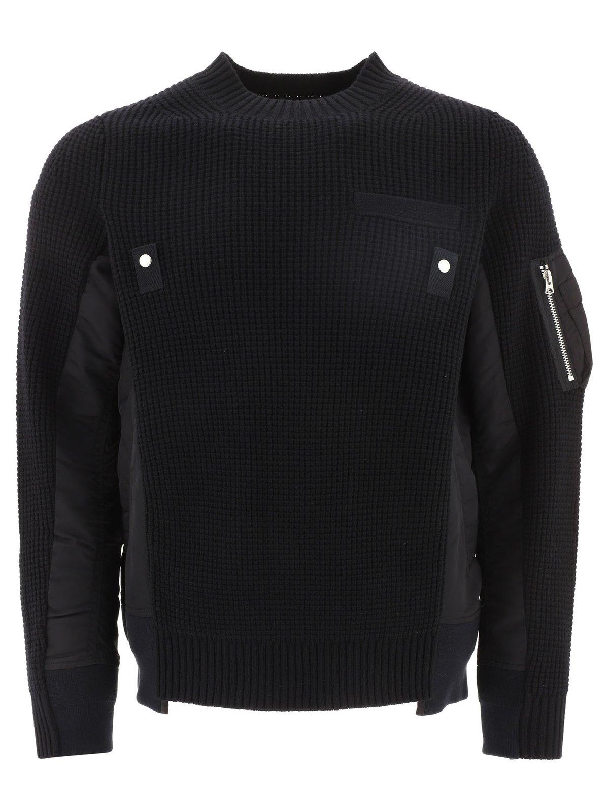 Sacai Panelled Knitted Jumper