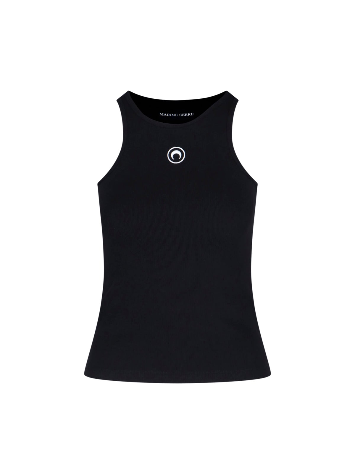 Marine Serre Ribbed Tank Top Moon In Black