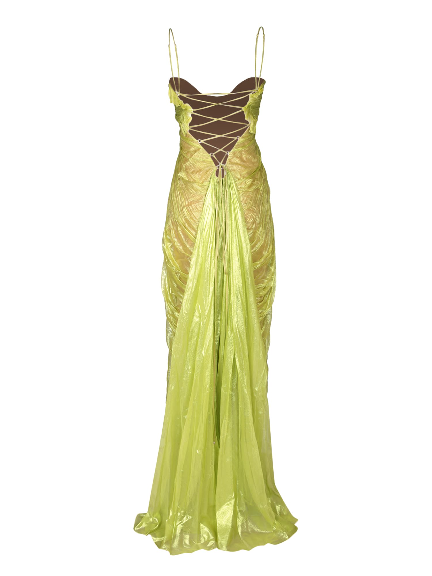 Shop Maria Lucia Hohan Victoria Met Silk Mouss Lime Dress In Green